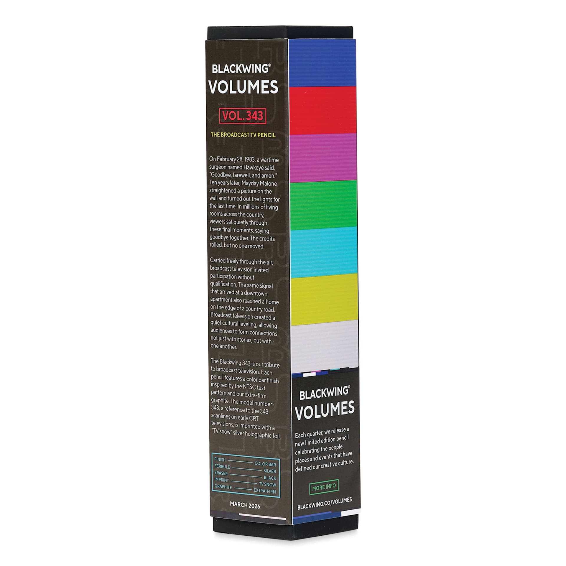 Blackwing Volume 343 Pencils - Set of 12, side view of packaging