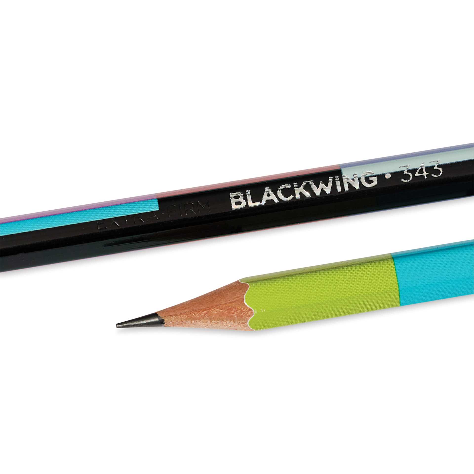 Blackwing Volume 343 Pencils - Set of 12, close up of tip and logo