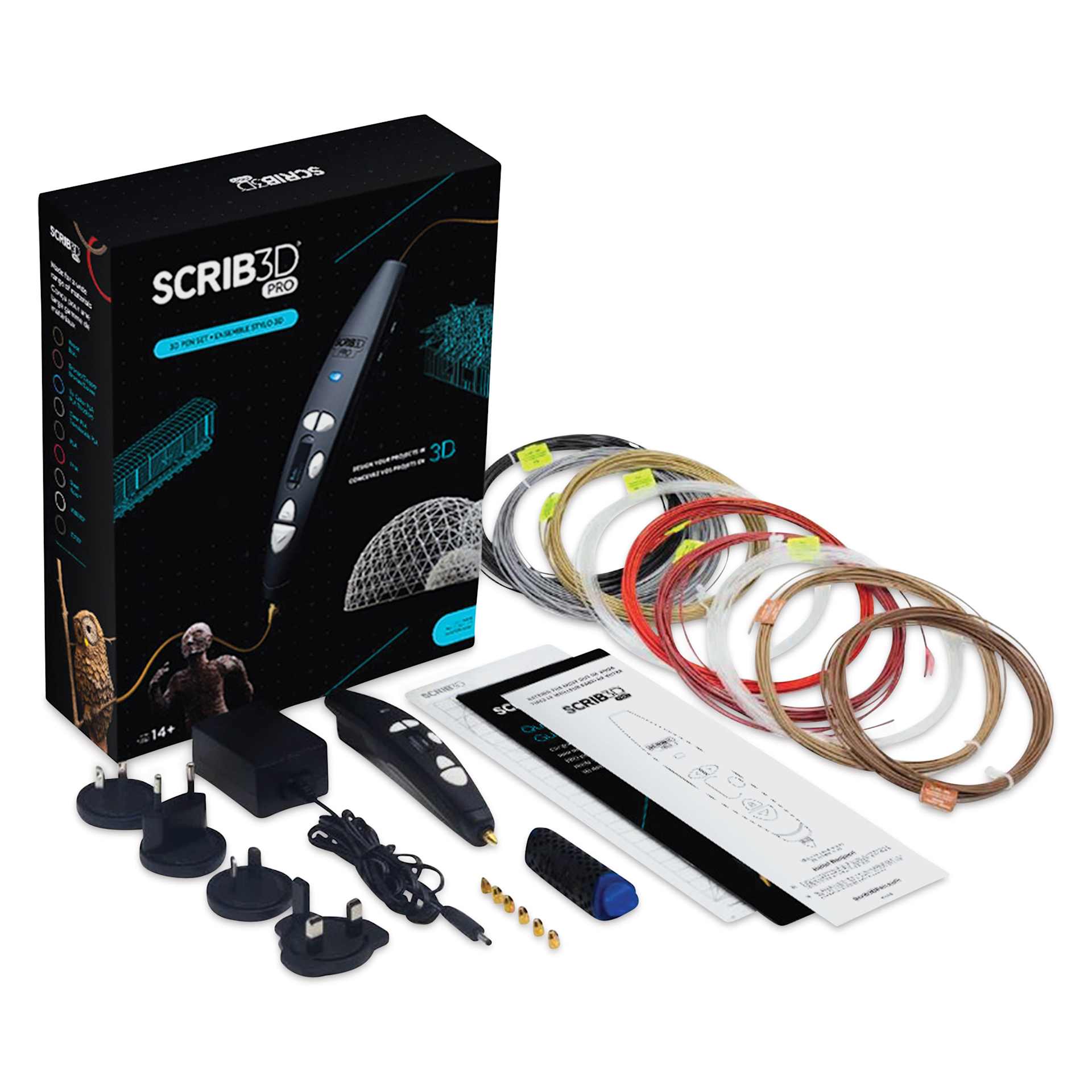 Scrib3D Pro 3D Printing Pen Set, set contents with packaging