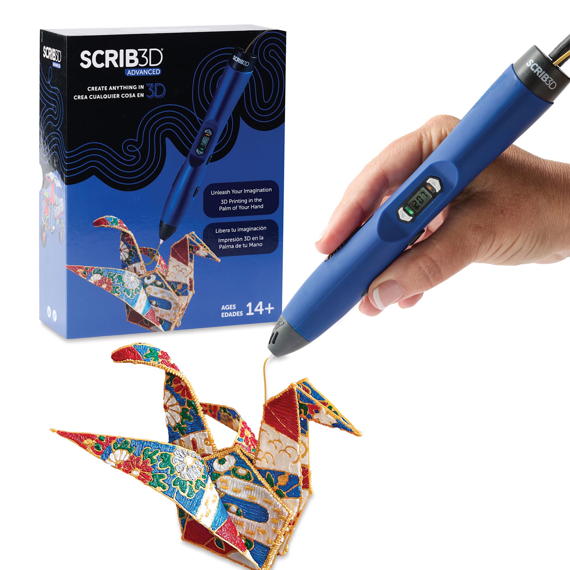 Scrib3D Advanced 3D Printing Pen Set, pen with project and packaging