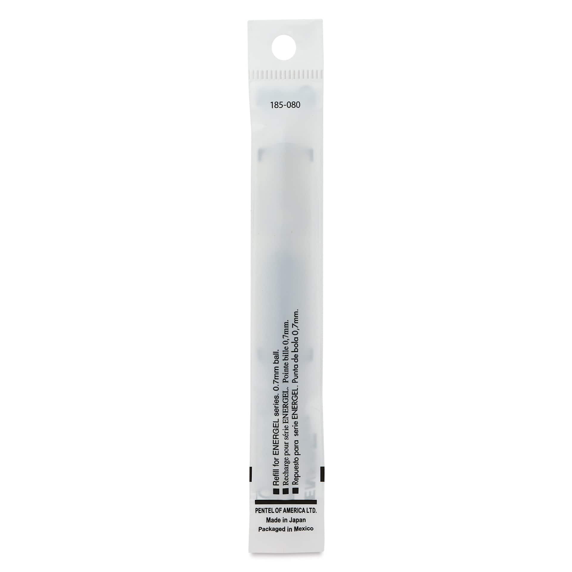 Pentel EnerGel Liquid Gel Pen Refill - Gray, 0.7 mm, back of packaging