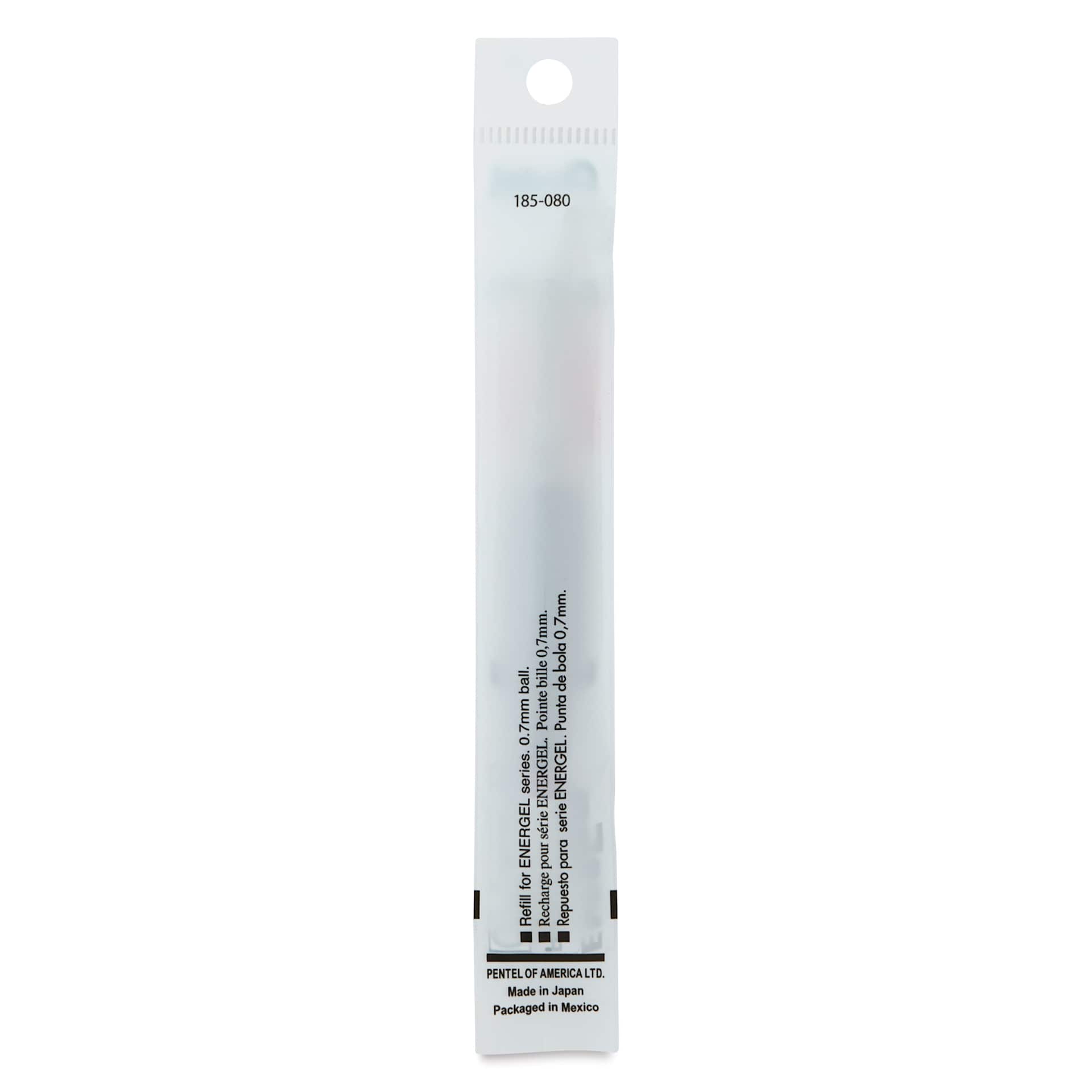 Pentel EnerGel Liquid Gel Pen Refill - Magenta, 0.7 mm, back of packaging