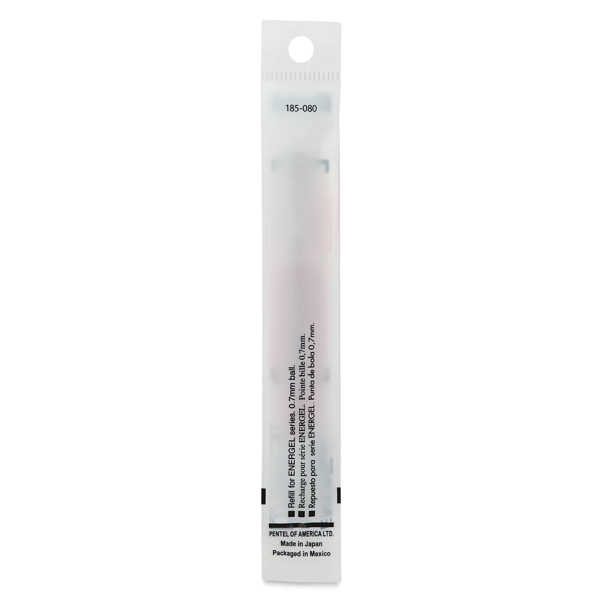 Pentel EnerGel Liquid Gel Pen Refill - Coral Pink, 0.7 mm, back of packaging