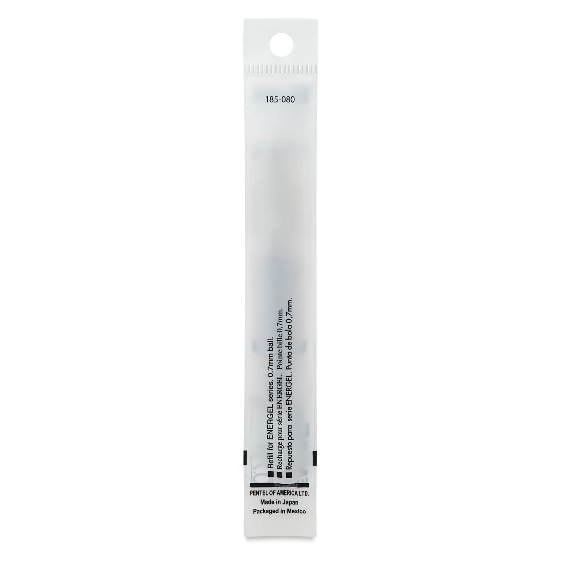 Pentel EnerGel Liquid Gel Pen Refill - Burgundy, 0.7 mm, back of packaging