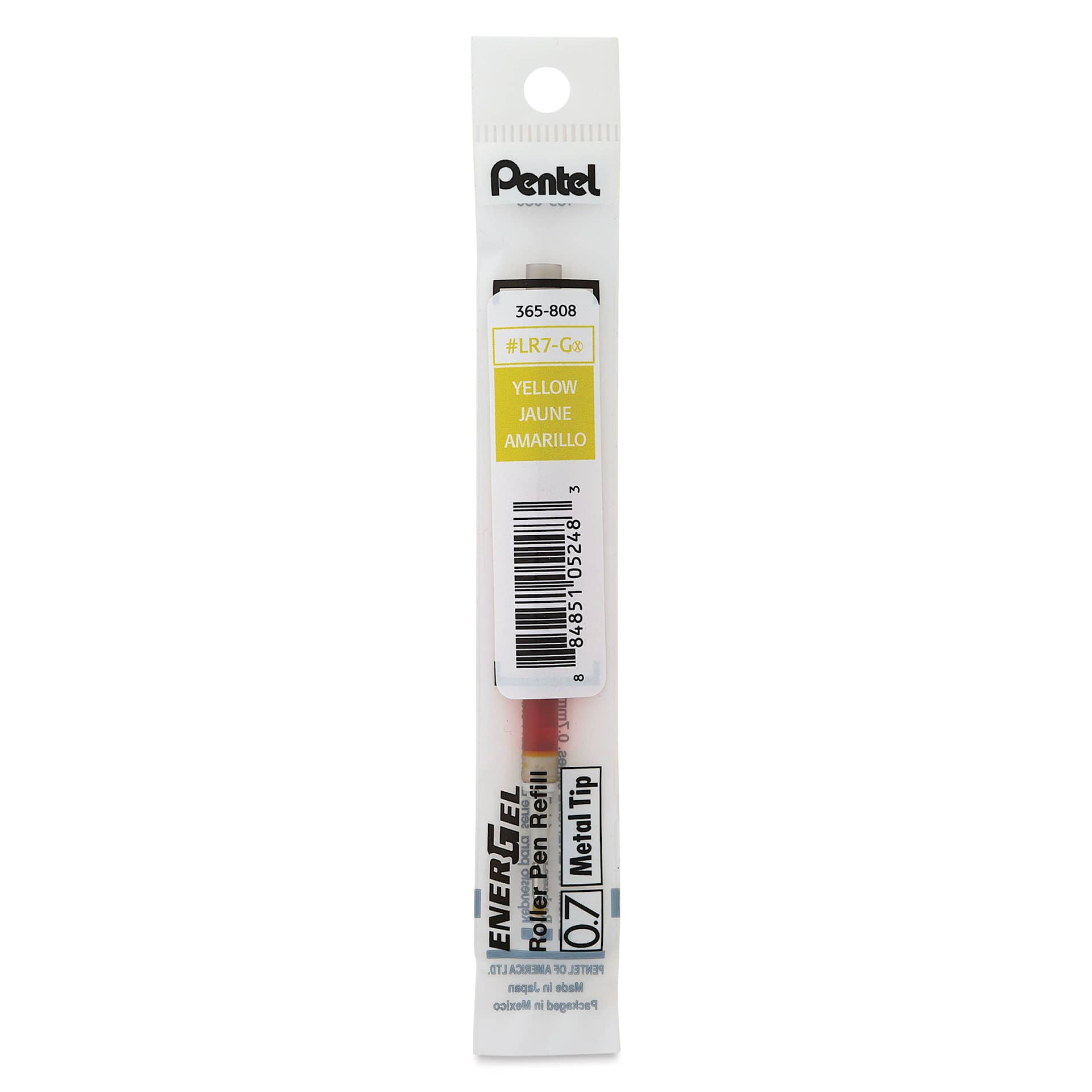 Pentel EnerGel Liquid Gel Pen Refill - Yellow, 0.7 mm, front of packaging