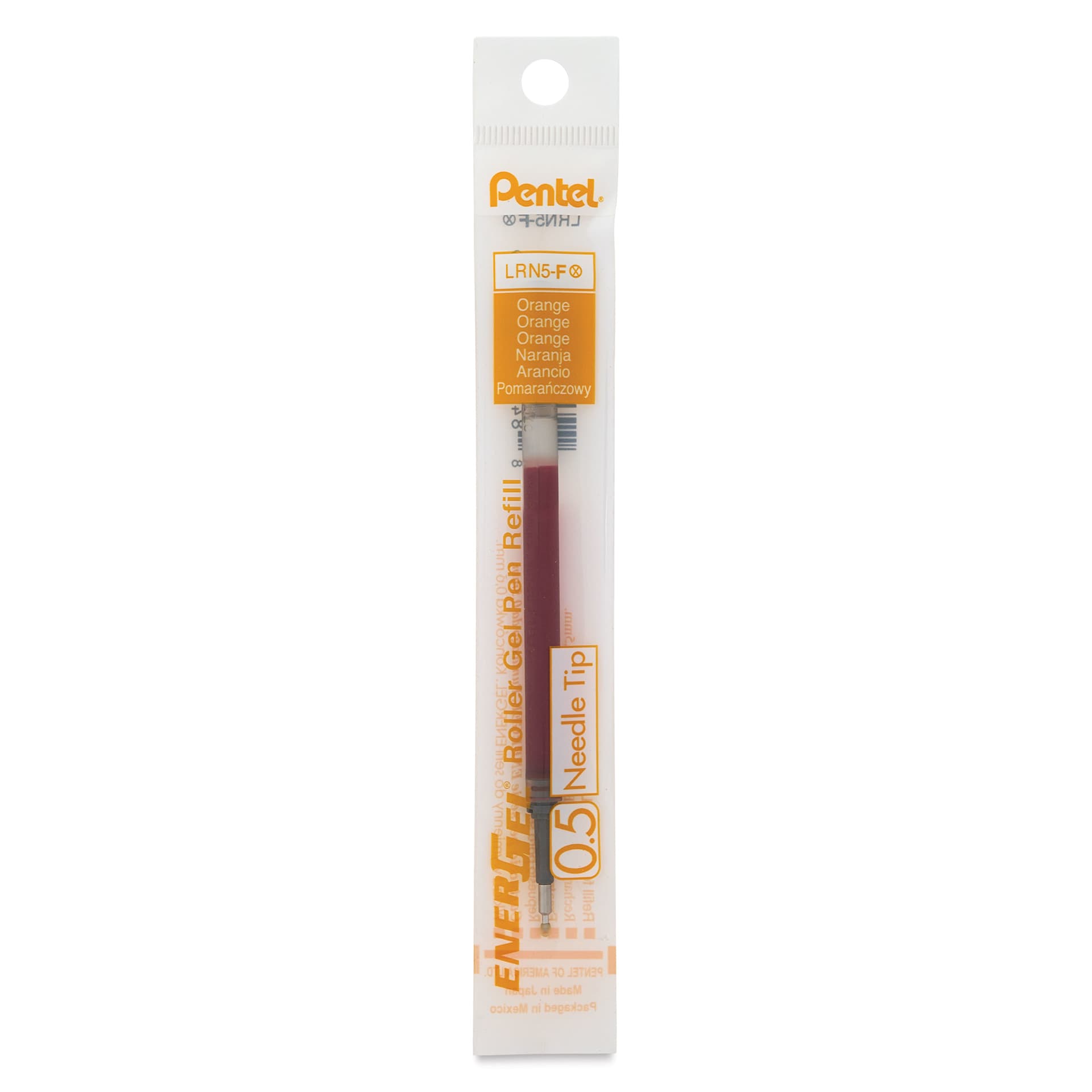 Pentel EnerGel Liquid Gel Pen Refill - Orange, 0.5 mm, front of packaging