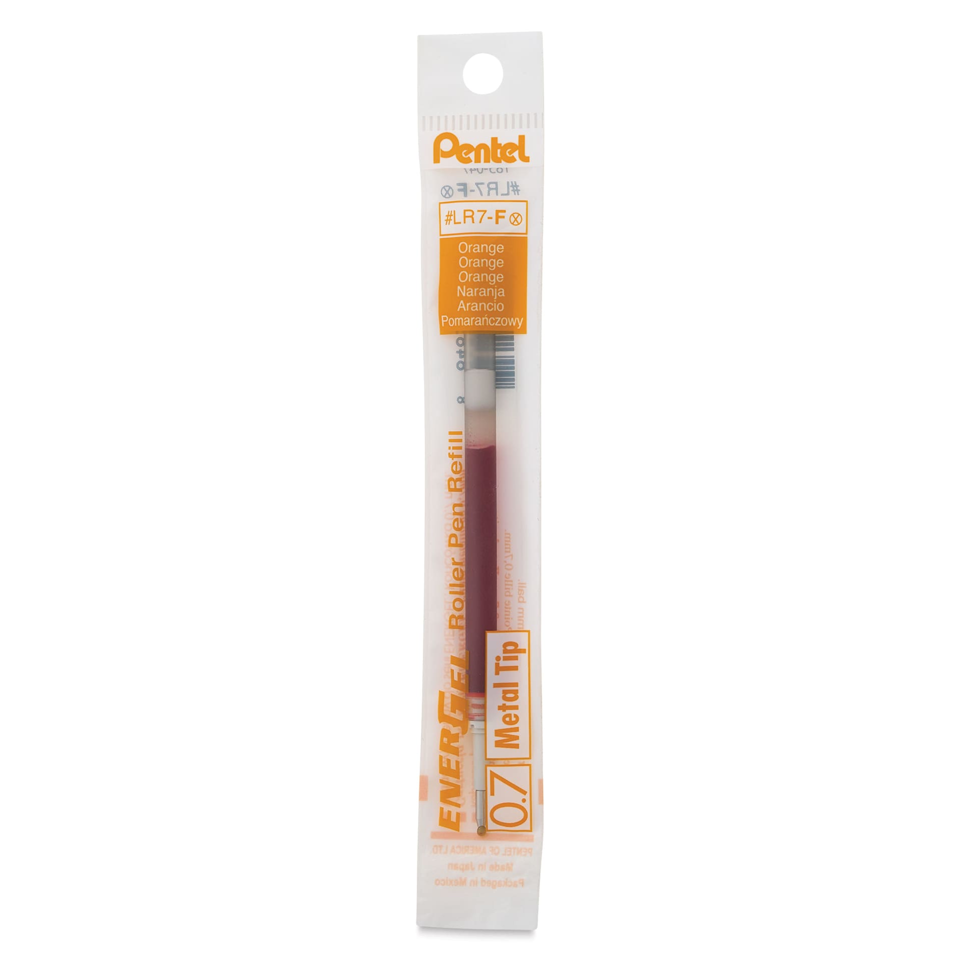 Pentel EnerGel Liquid Gel Pen Refill - Orange, 0.7 mm, front of packaging