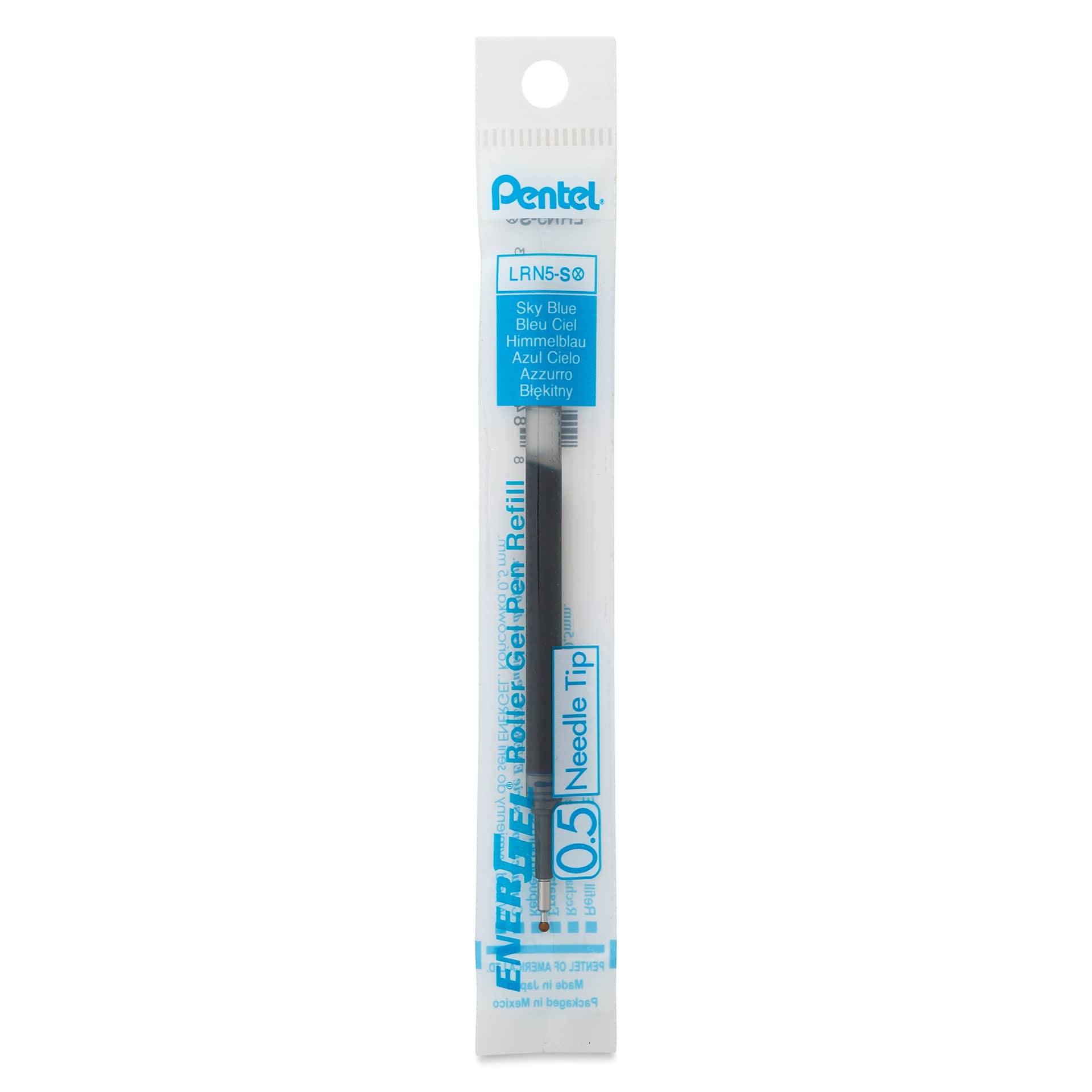 Pentel EnerGel Liquid Gel Pen Refill - Sky Blue, 0.5 mm, front of packaging
