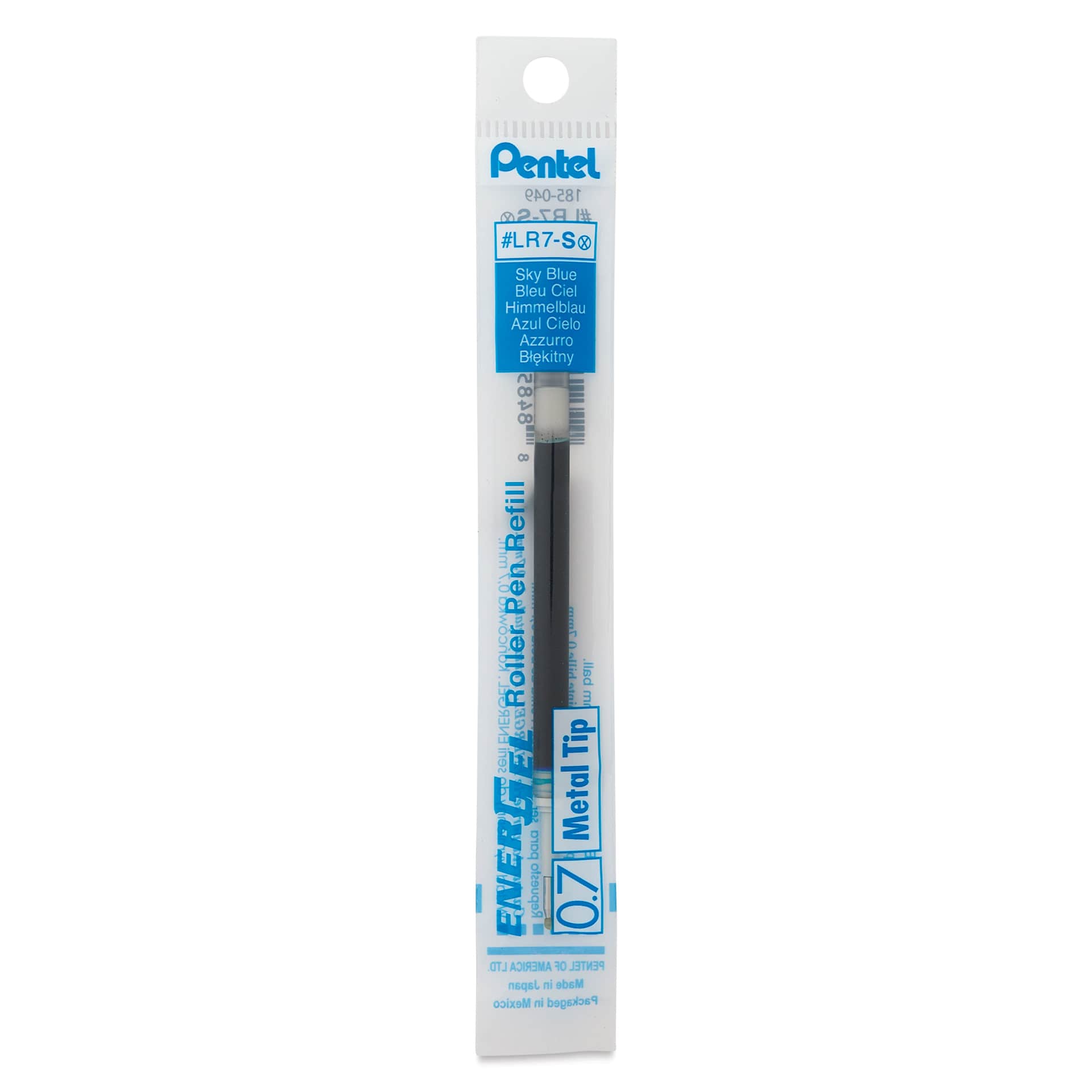 Pentel EnerGel Liquid Gel Pen Refill - Sky Blue, 0.7 mm, front of packaging