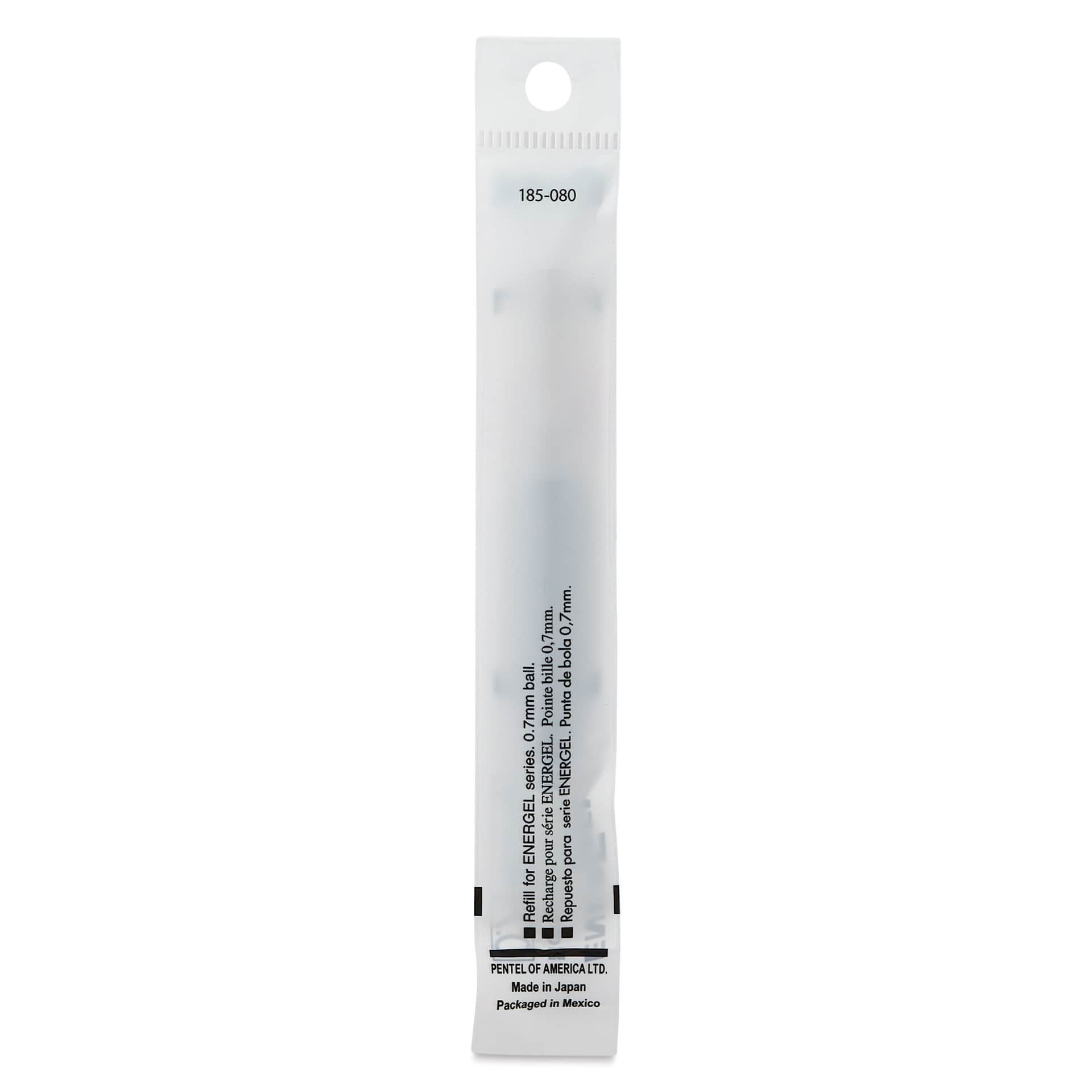 Pentel EnerGel Liquid Gel Pen Refill - Lilac, 0.7 mm, back of packaging