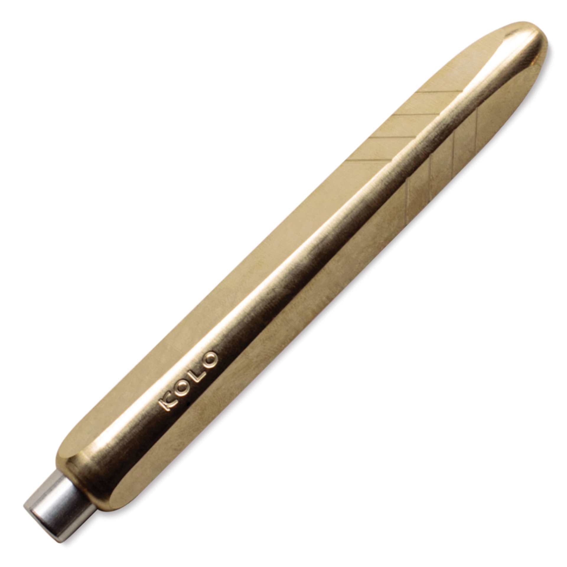 Kolo Tino Raw Metal Ballpoint Pen - Raw Brass, retracted