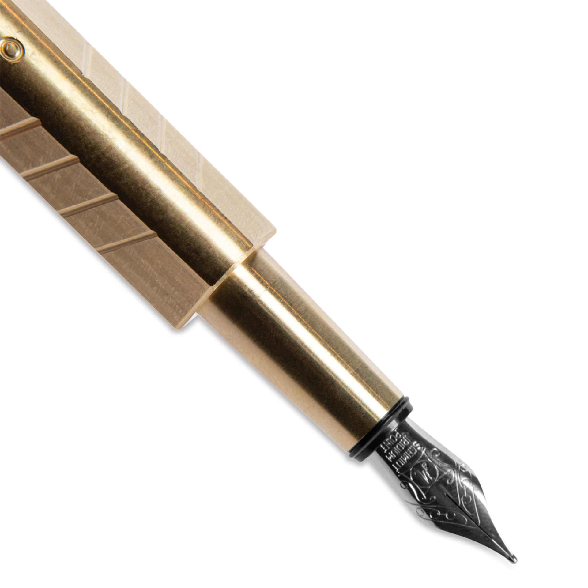 Kolo Tino Raw Metal Fountain Pen - Raw Brass, close up of nib