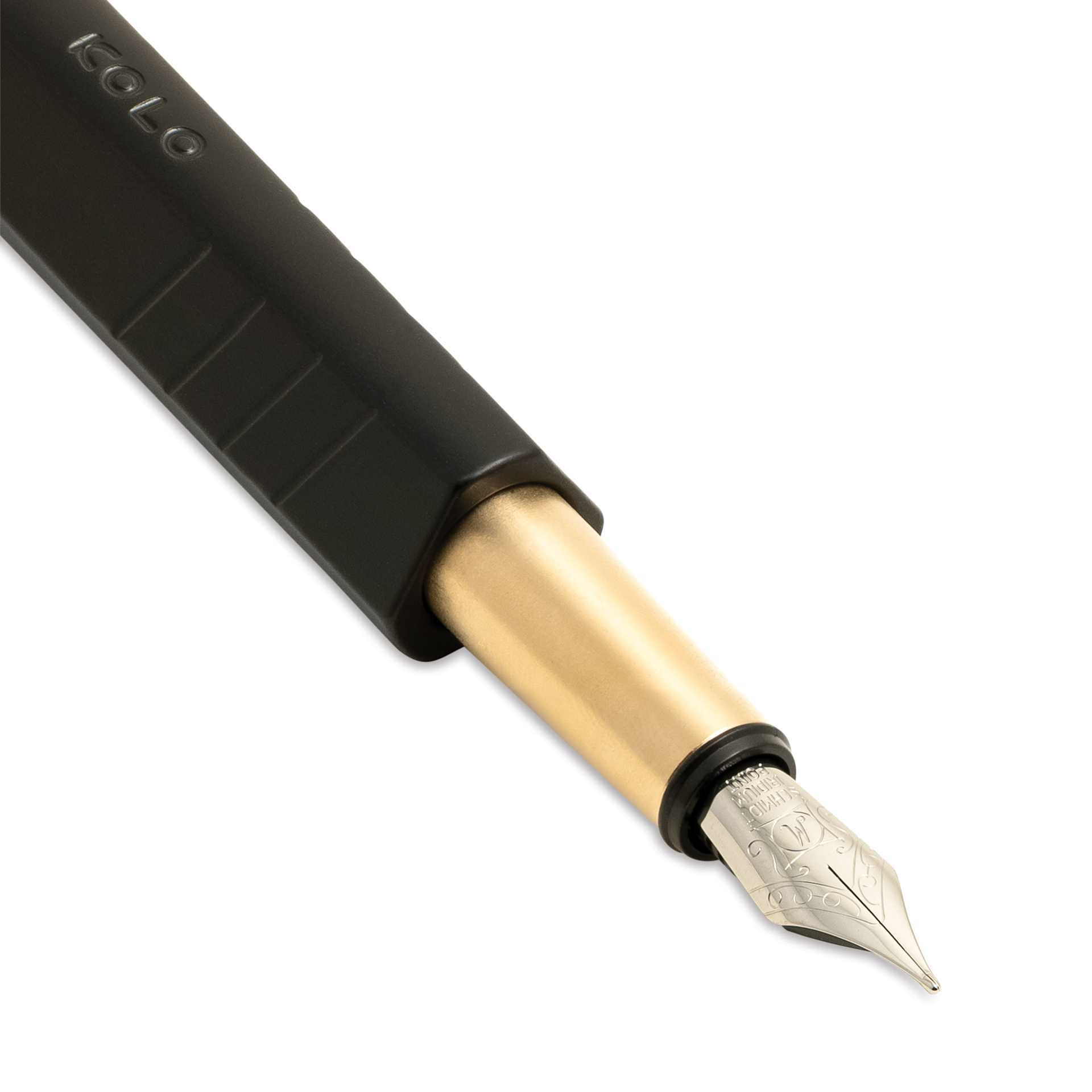 Kolo Tino Anodized Aluminum Fountain Pen - Noir, Medium Nib, close-up of nib