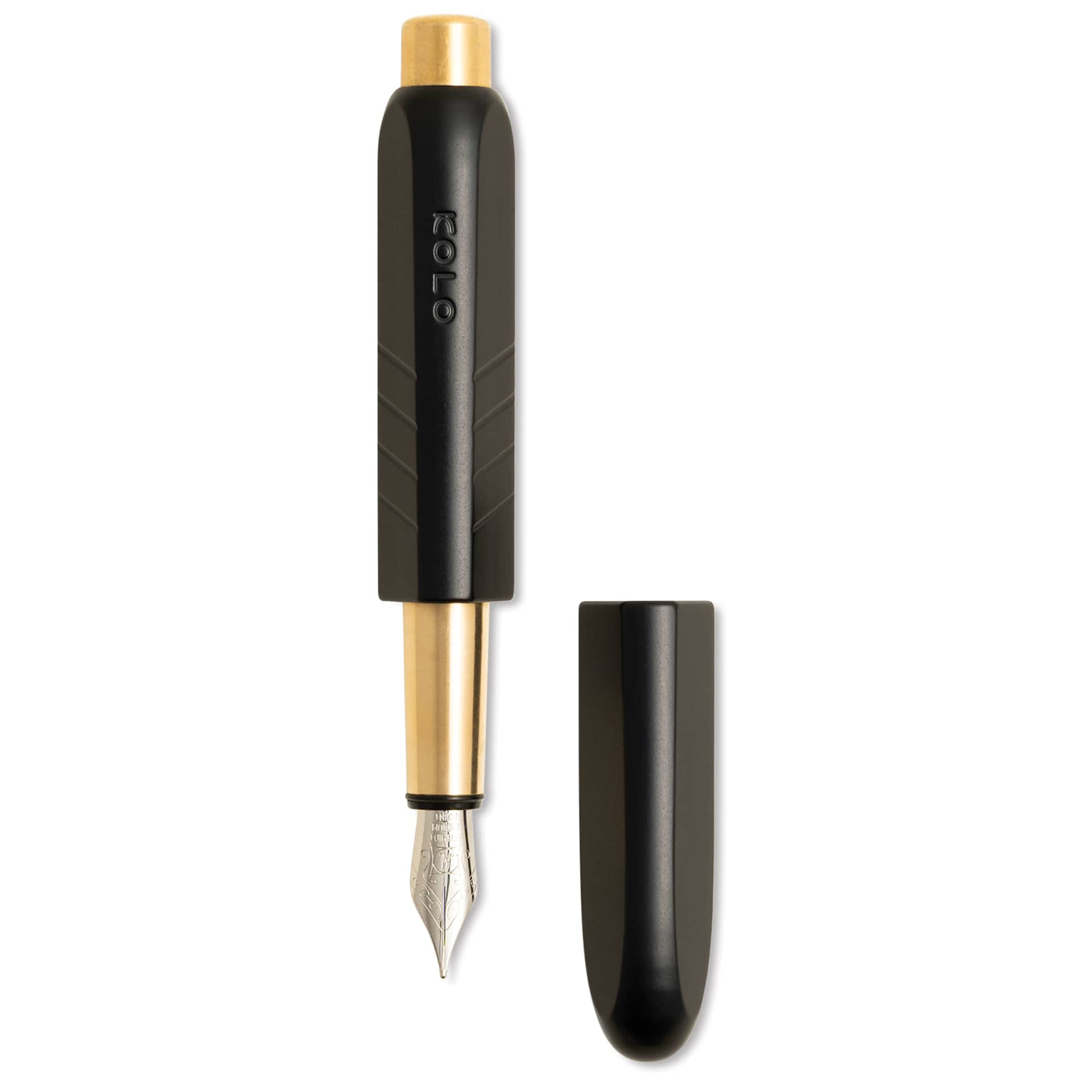 Kolo Tino Anodized Aluminum Fountain Pen - Noir, Medium Nib, cap off