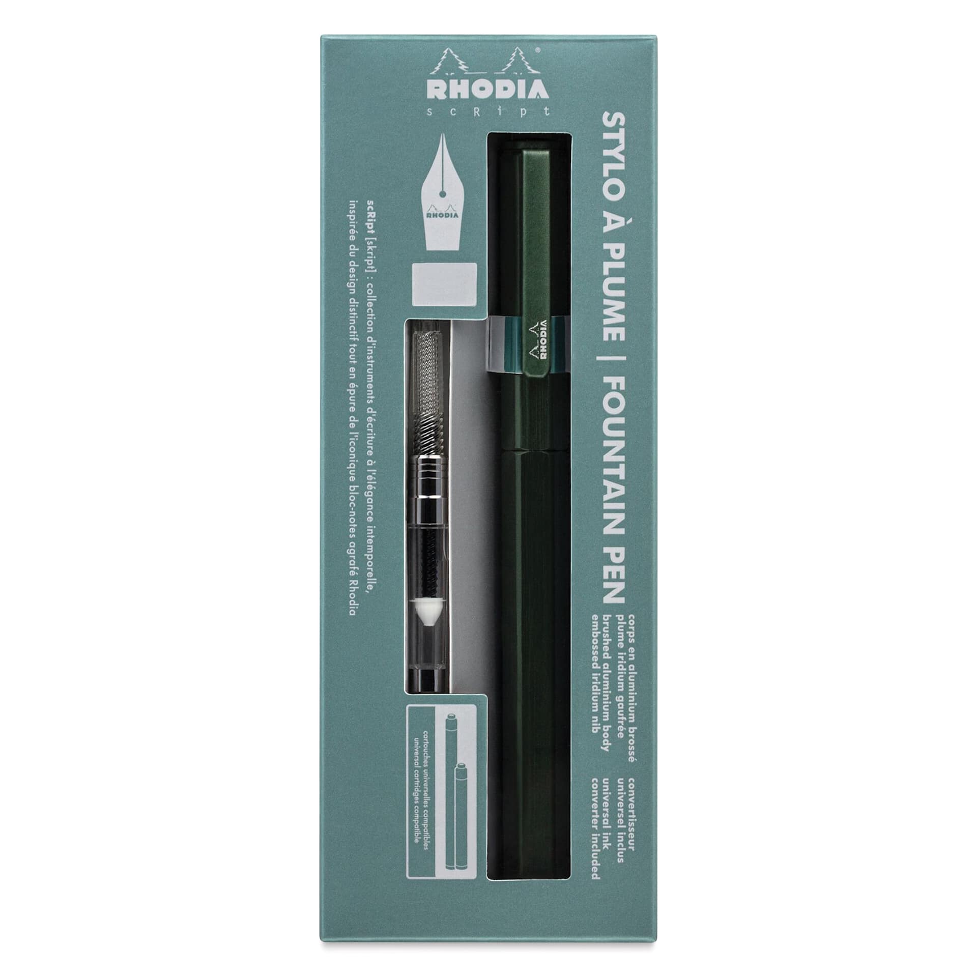 Rhodia Script Fountain Pen - Sage, Medium Nib, front of packaging