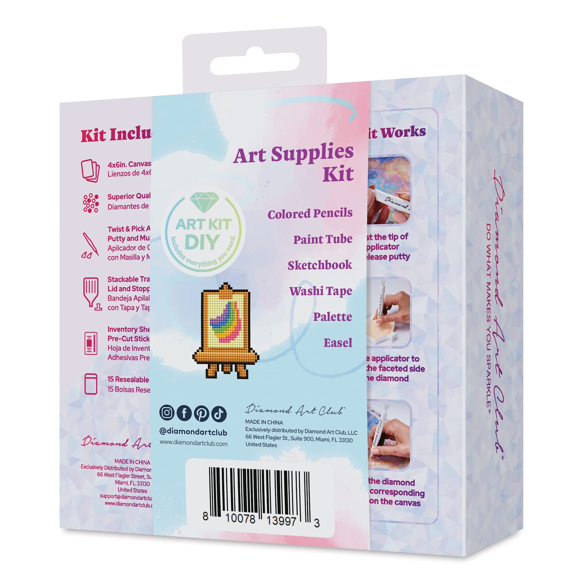 Diamond Art Club Mini Dazzles Kit - Art Supplies, back of packaging