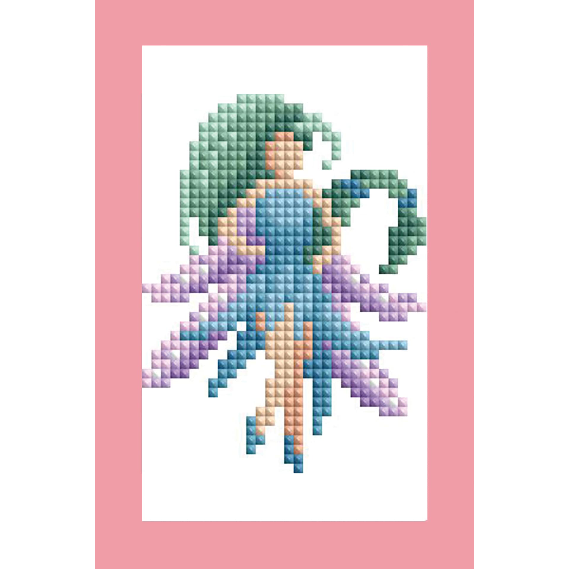 Diamond Art Club Mini Dazzles Kit - Fairies, Fairy with green hair wearing a blue dress