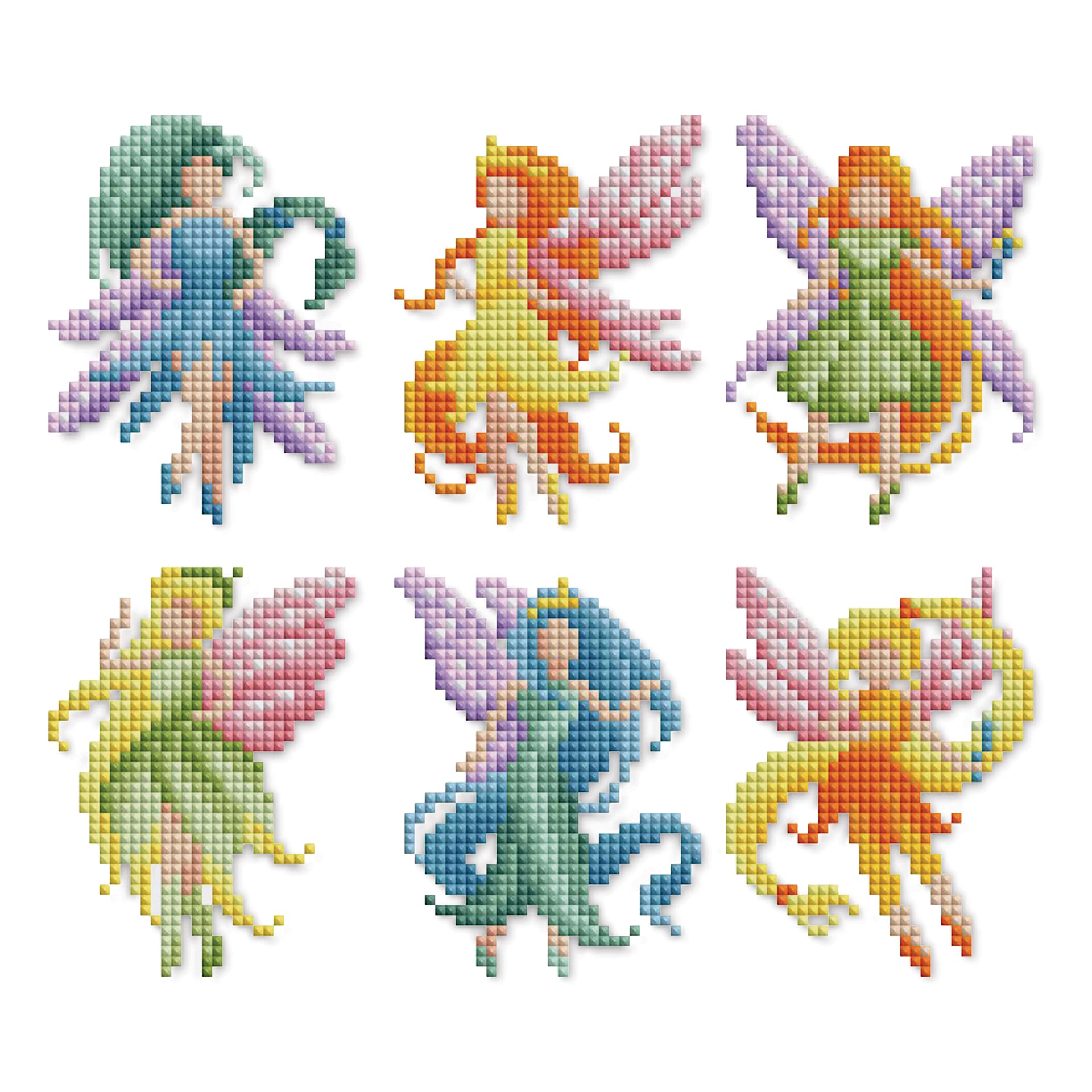 Diamond Art Club Mini Dazzles Kit - Fairies, finished pieces