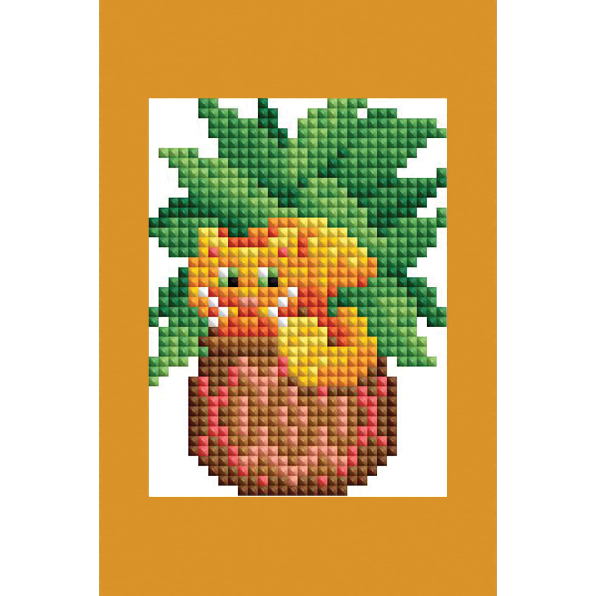 Diamond Art Club Mini Dazzles Kit - Cats with Plants, orange cat in potted plant