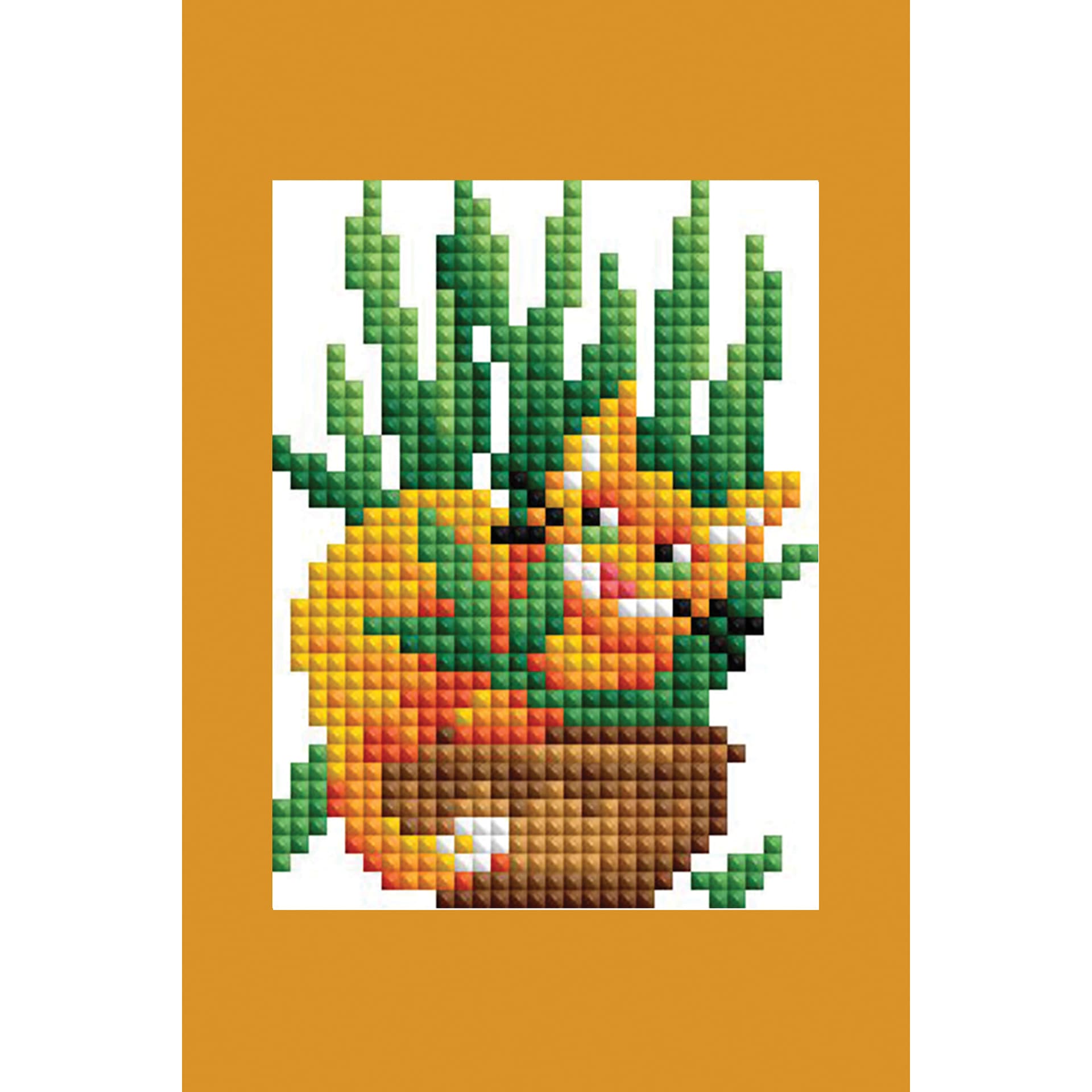 Diamond Art Club Mini Dazzles Kit - Cats with Plants, orange cat in short potted plant