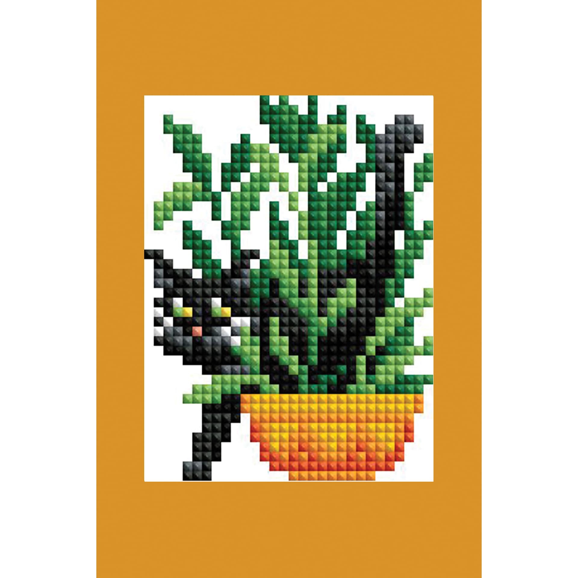 Diamond Art Club Mini Dazzles Kit - Cats with Plants, black cat in potted plant
