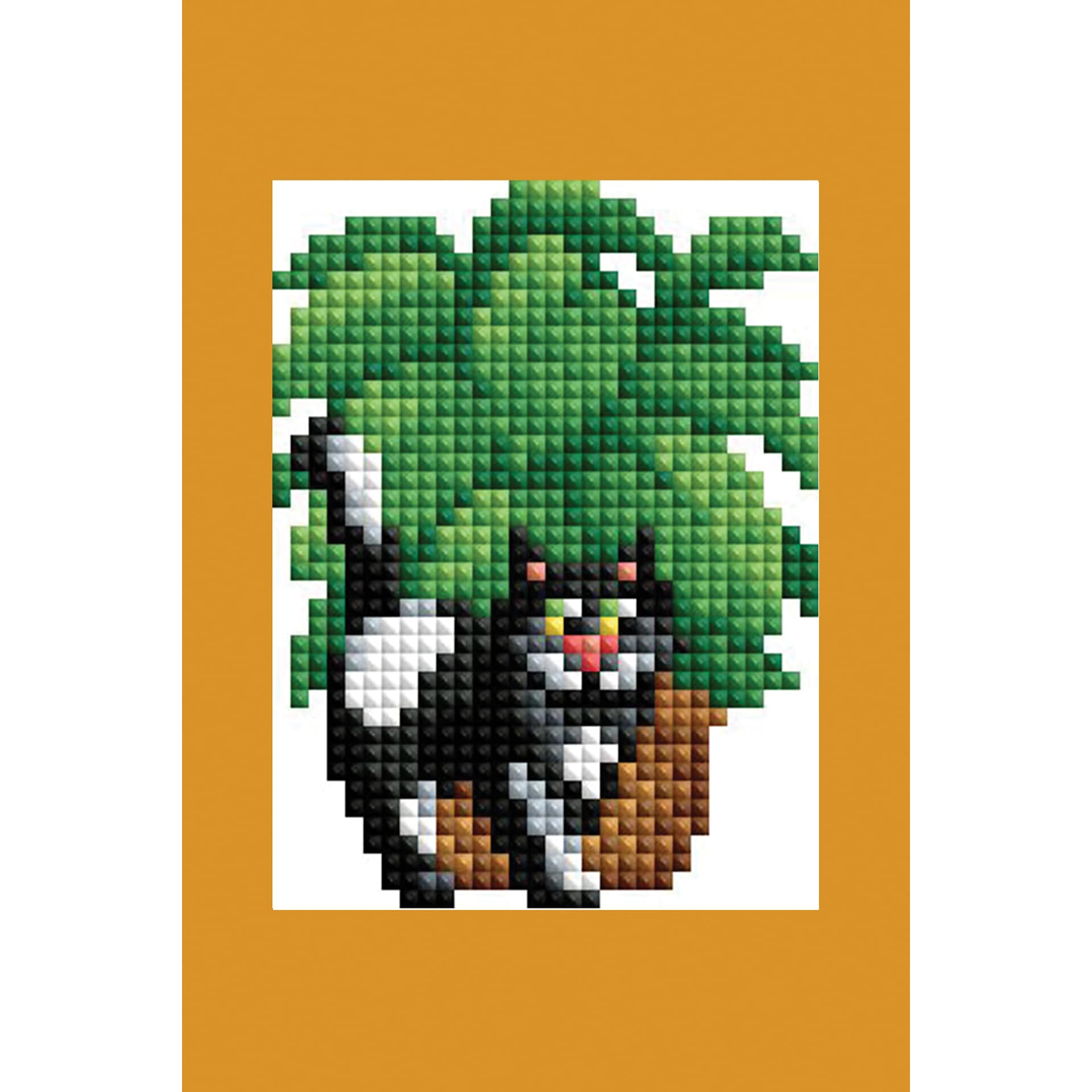 Diamond Art Club Mini Dazzles Kit - Cats with Plants, black and white cat in front of potted plant