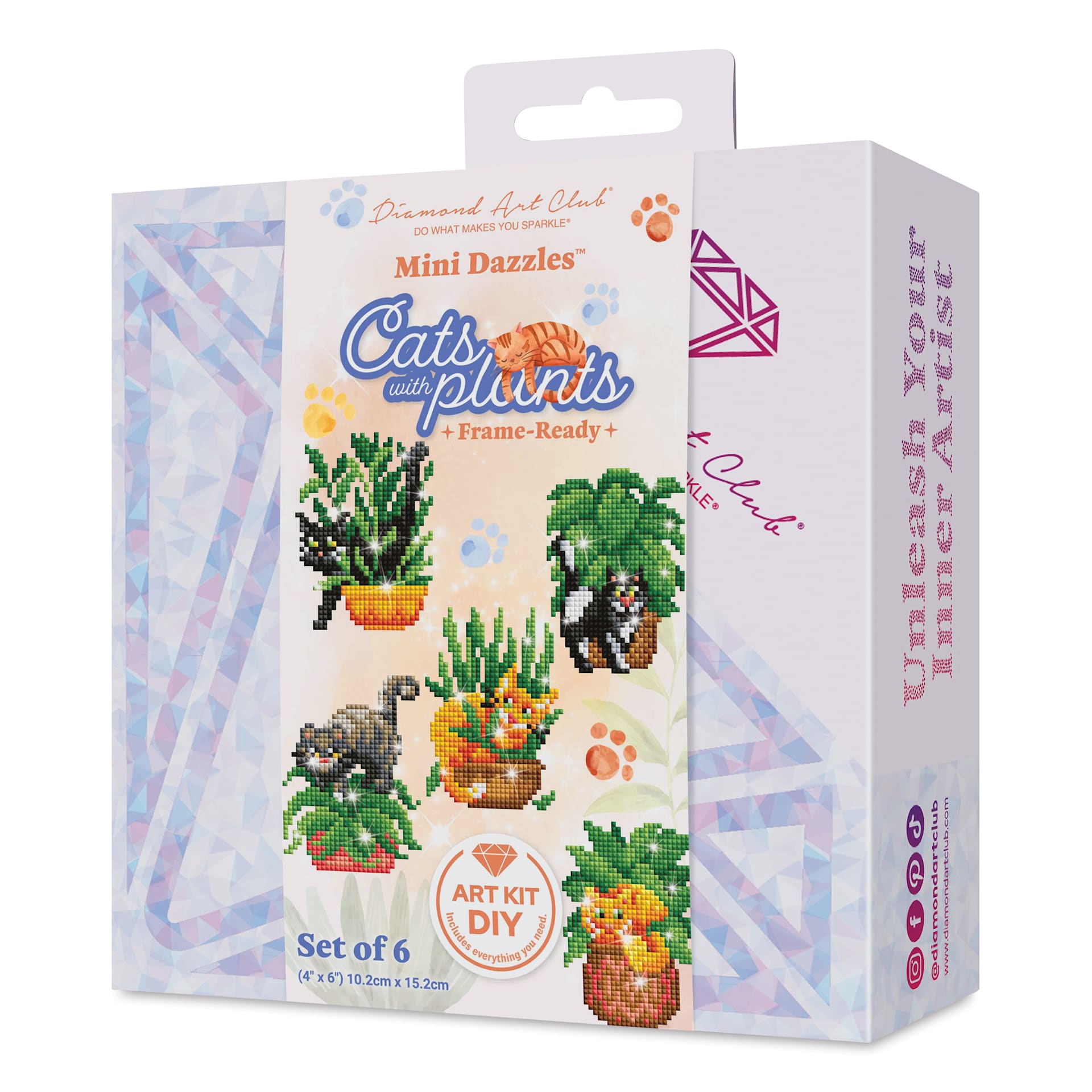 Diamond Art Club Mini Dazzles Kit - Cats with Plants, front of packaging