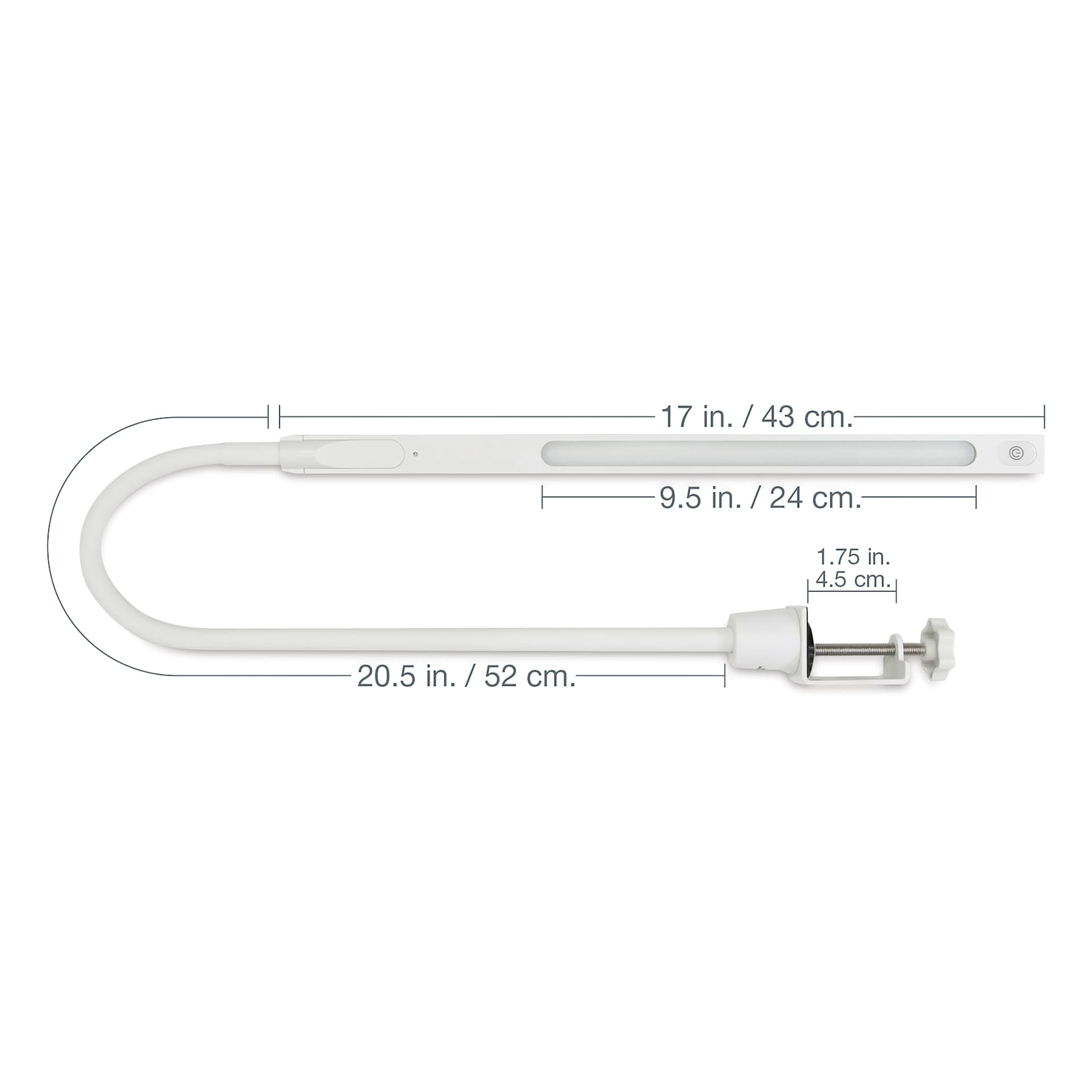 Artograph Bar Lamp with Table Clamp with dimensions