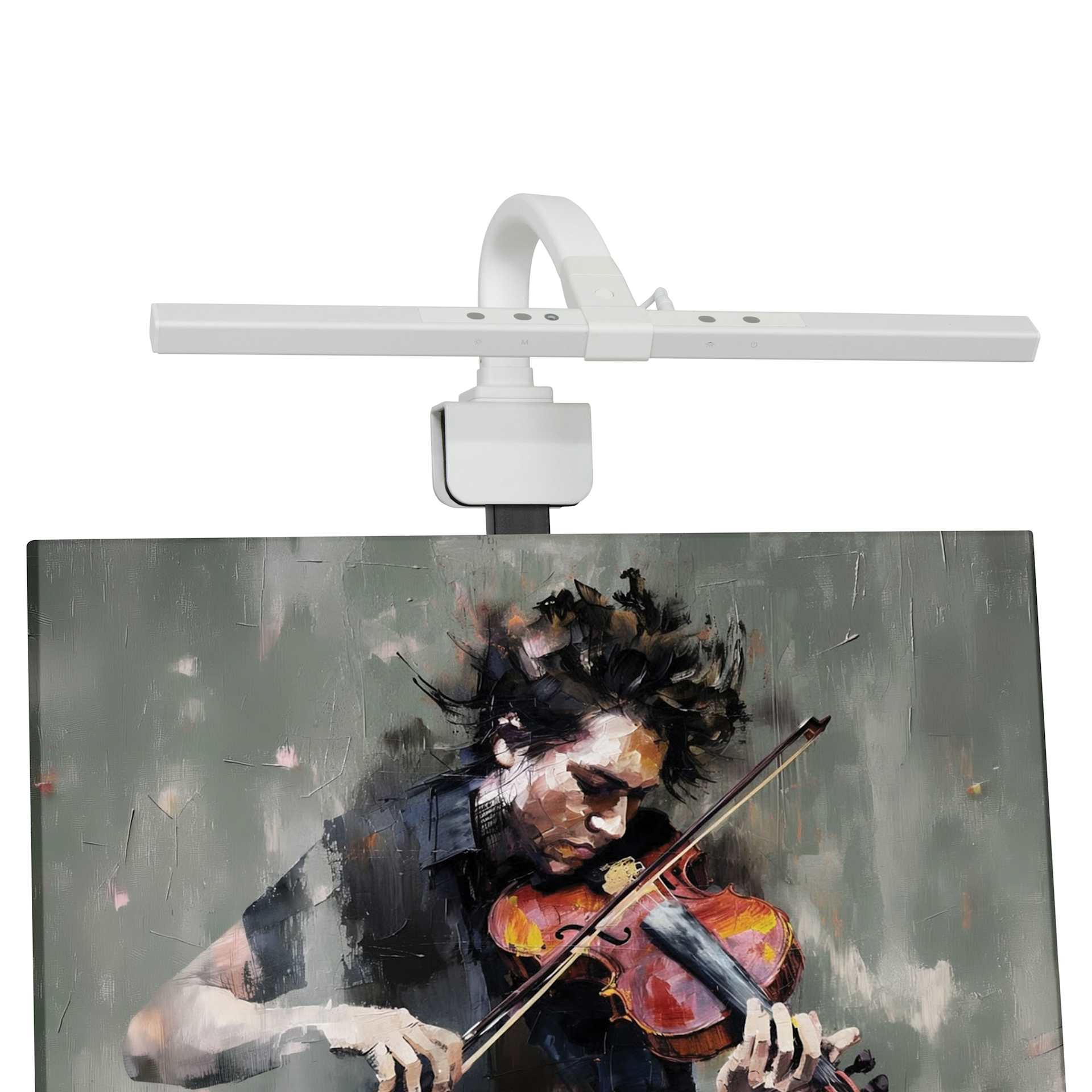Artograph Easel Lamp with Padded Clamp on easel with artwork