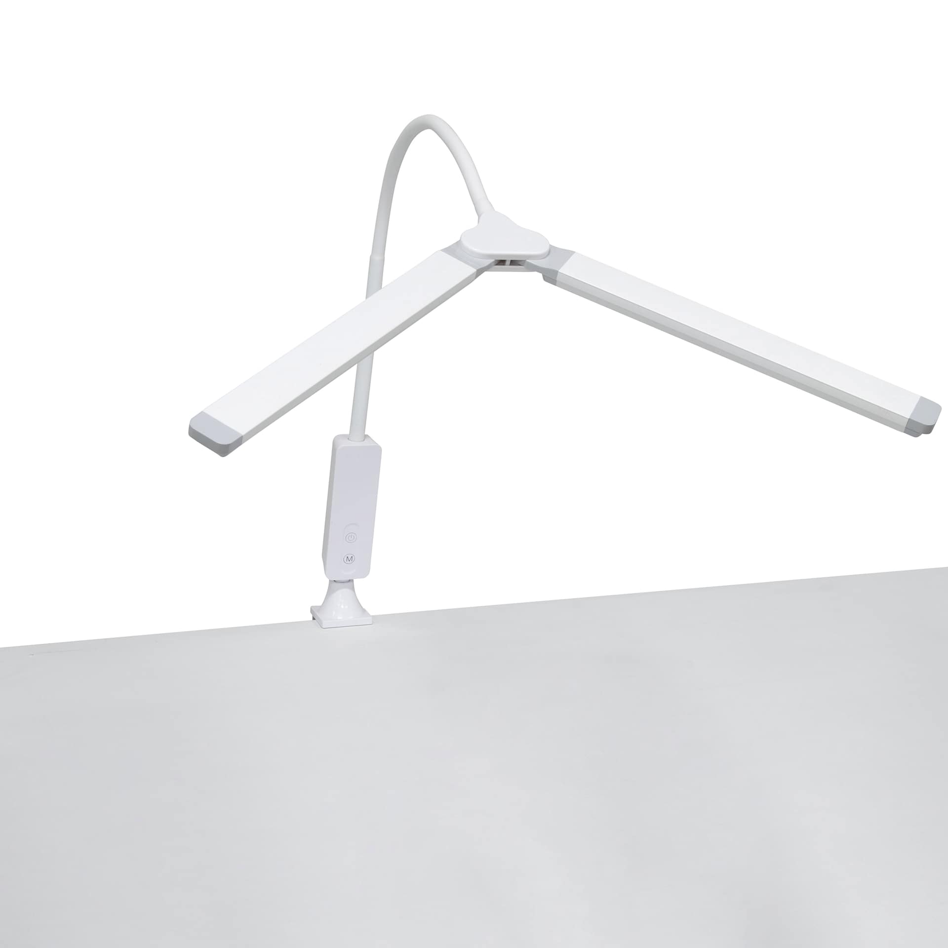 Artograph Split Bar Lamp with Table Clamp - White, with lights angled