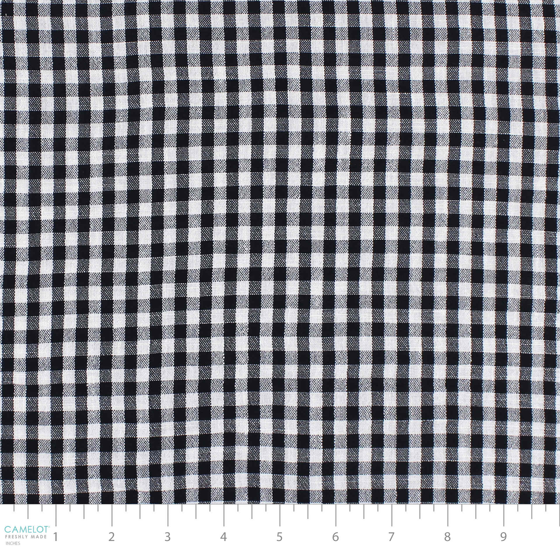 Camelot Linen Checks - Black, 57" x 15 yds, close-up of bolt