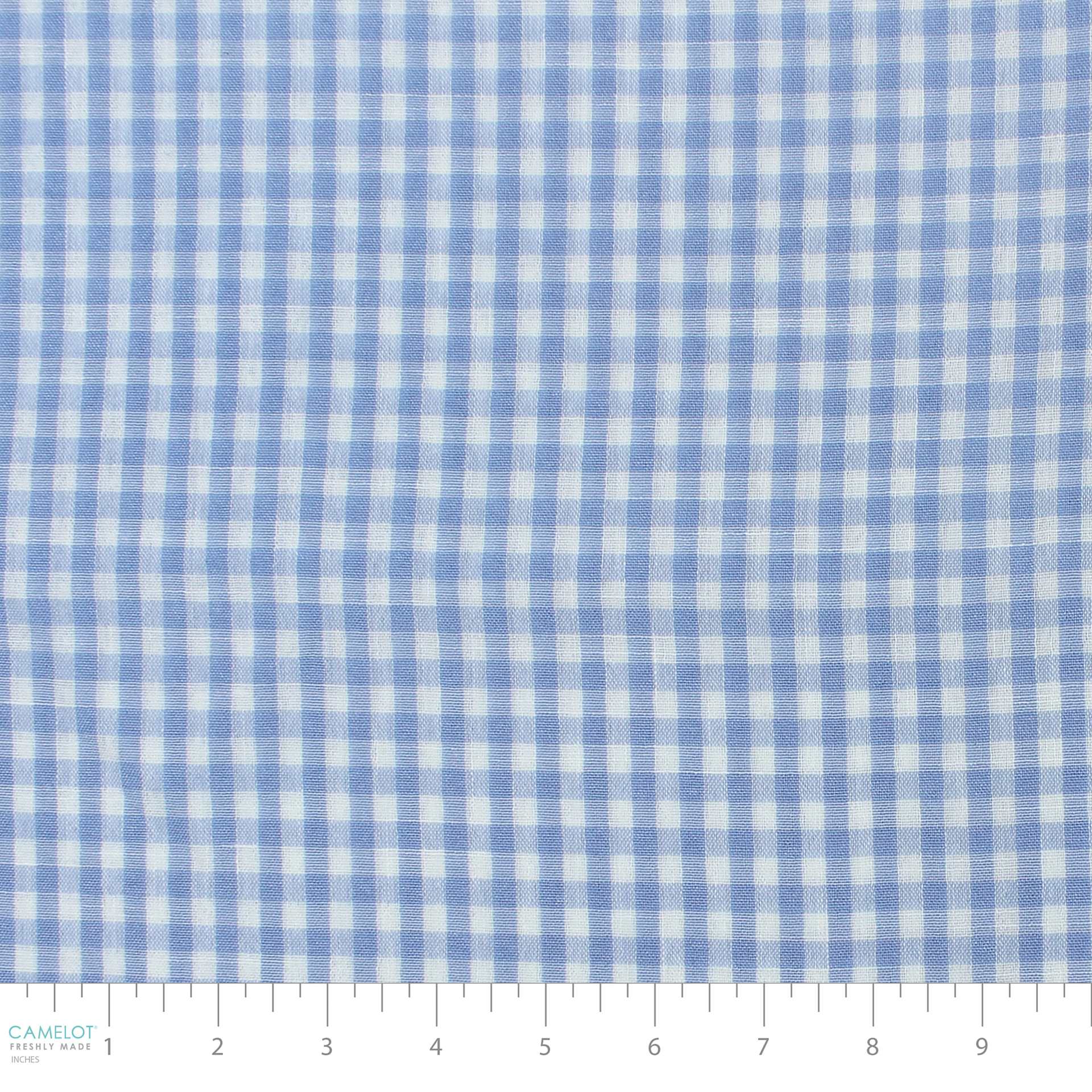 Camelot Linen Checks - Light Blue, 57" x 15 yds, close-up of bolt