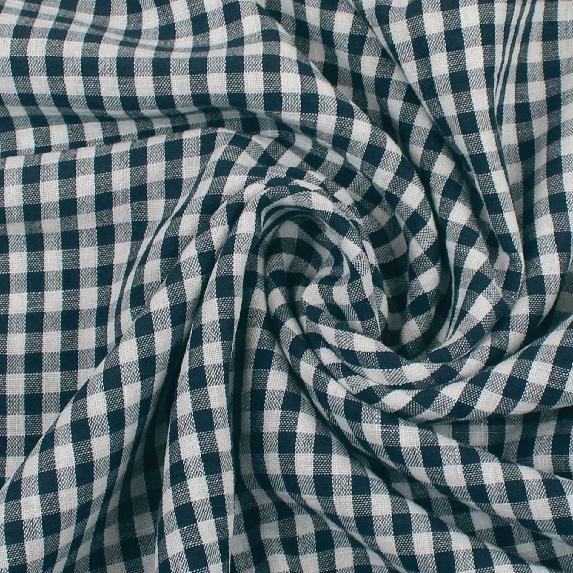 Camelot Linen Checks - Navy, 57" x 15 yds, rolled up