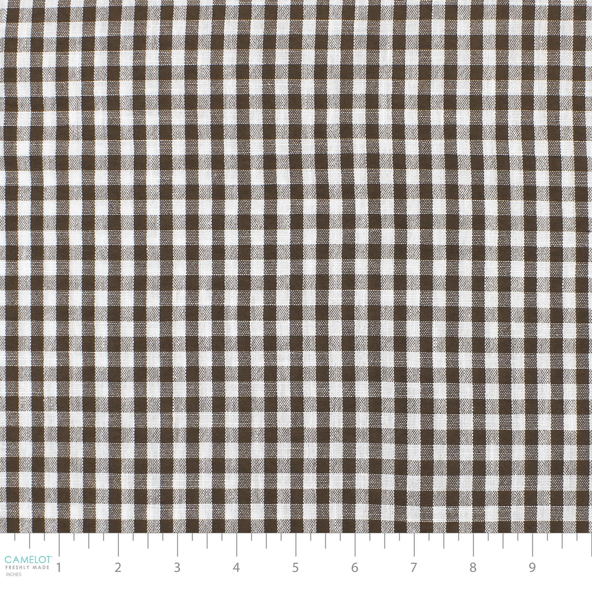 Camelot Linen Checks - Brown, 57" x 15 yds, close-up of bolt