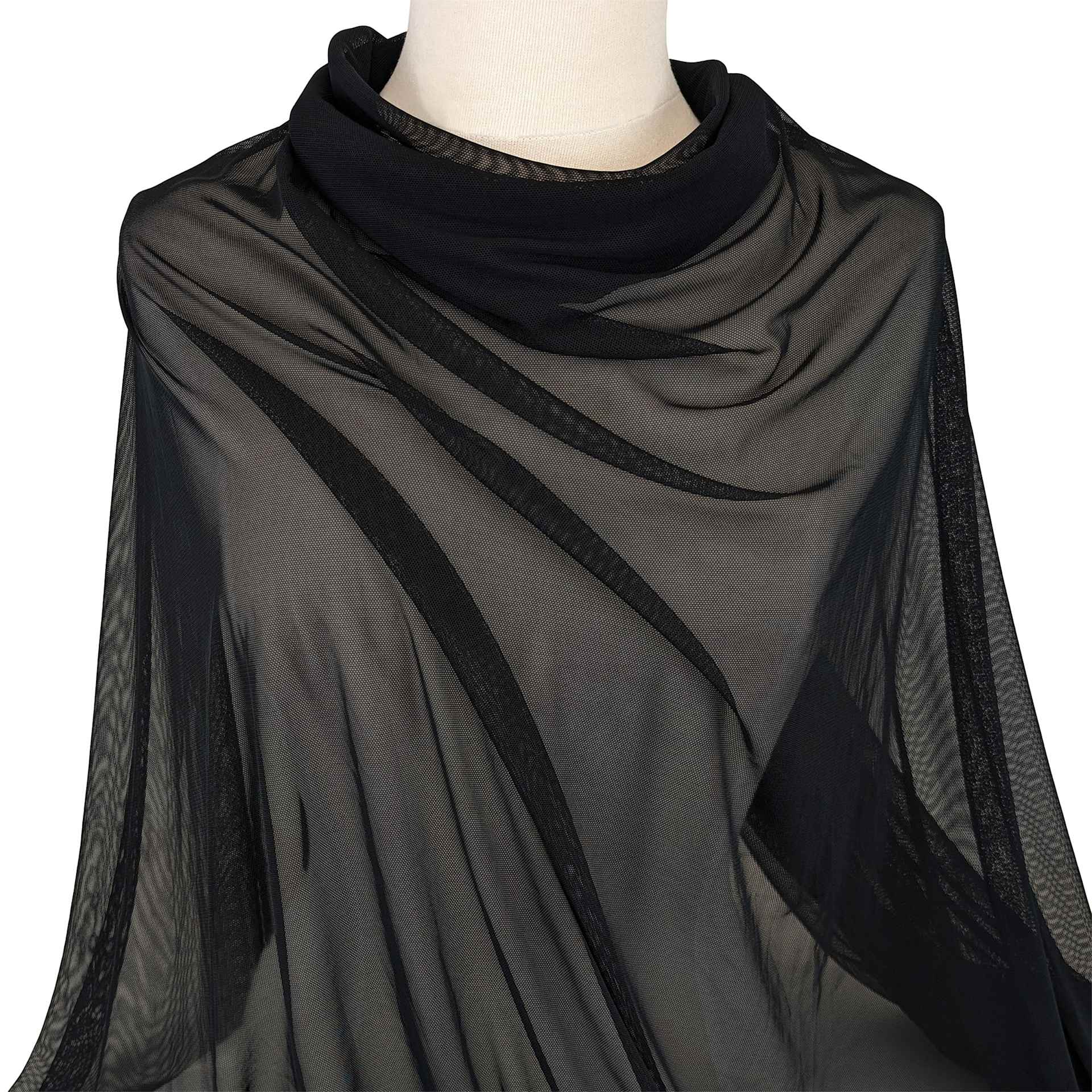 Camelot Solid Mesh - Black, 57" x 15 yds, mesh shaw