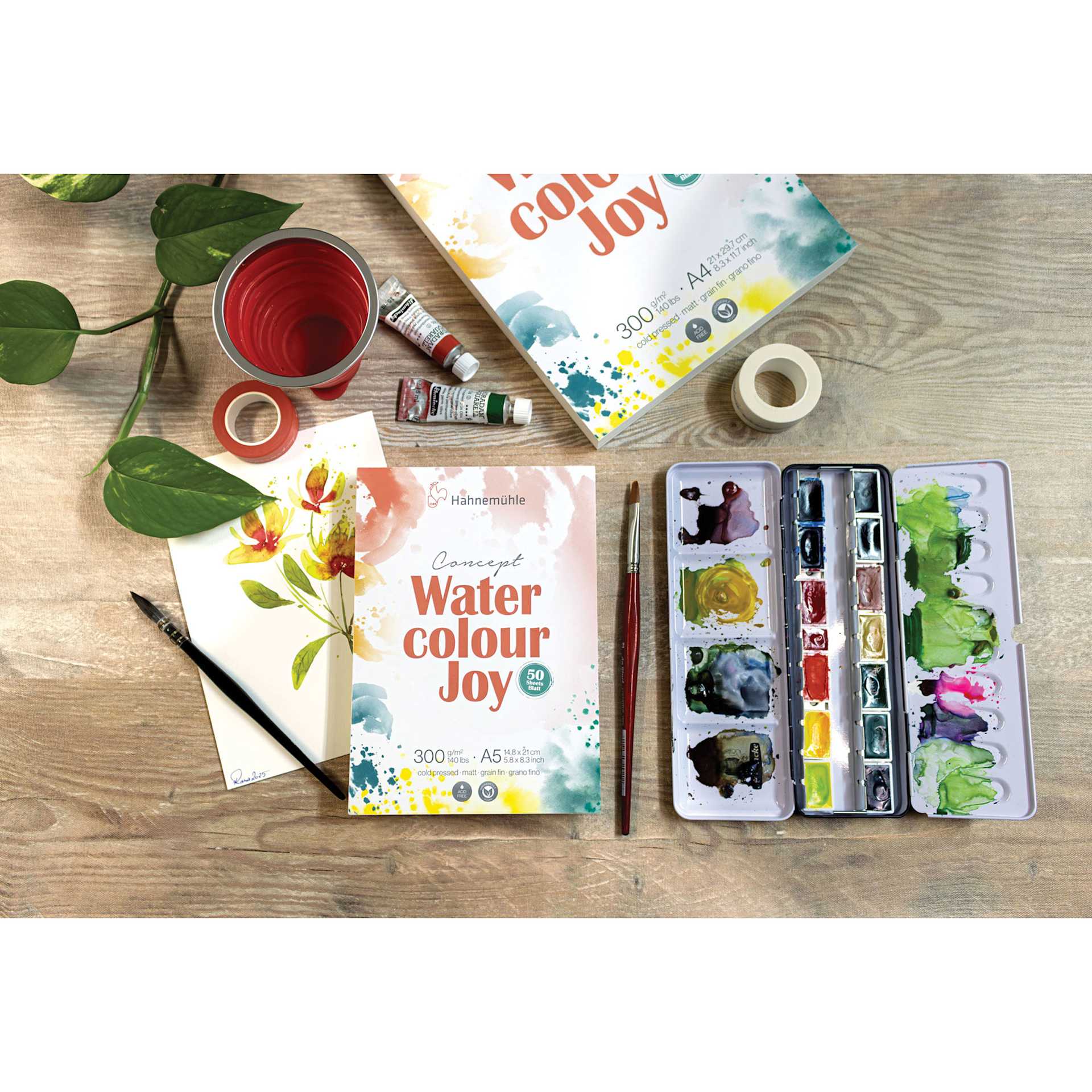 Hahnemühle Concept Watercolor Joy Pads, with watercolor supplies