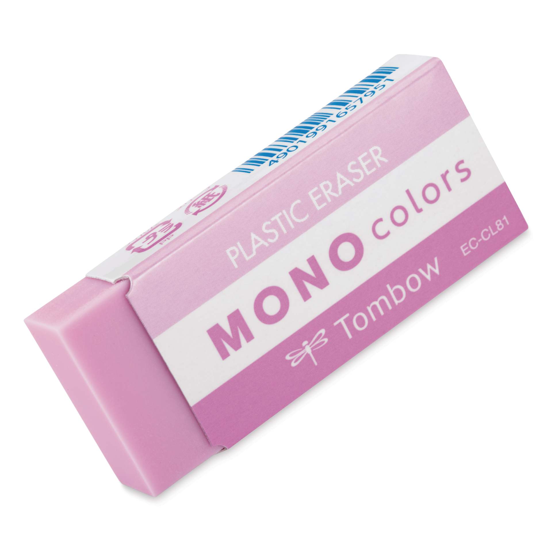 Tombow Mono Colors Eraser - Pink, angled view