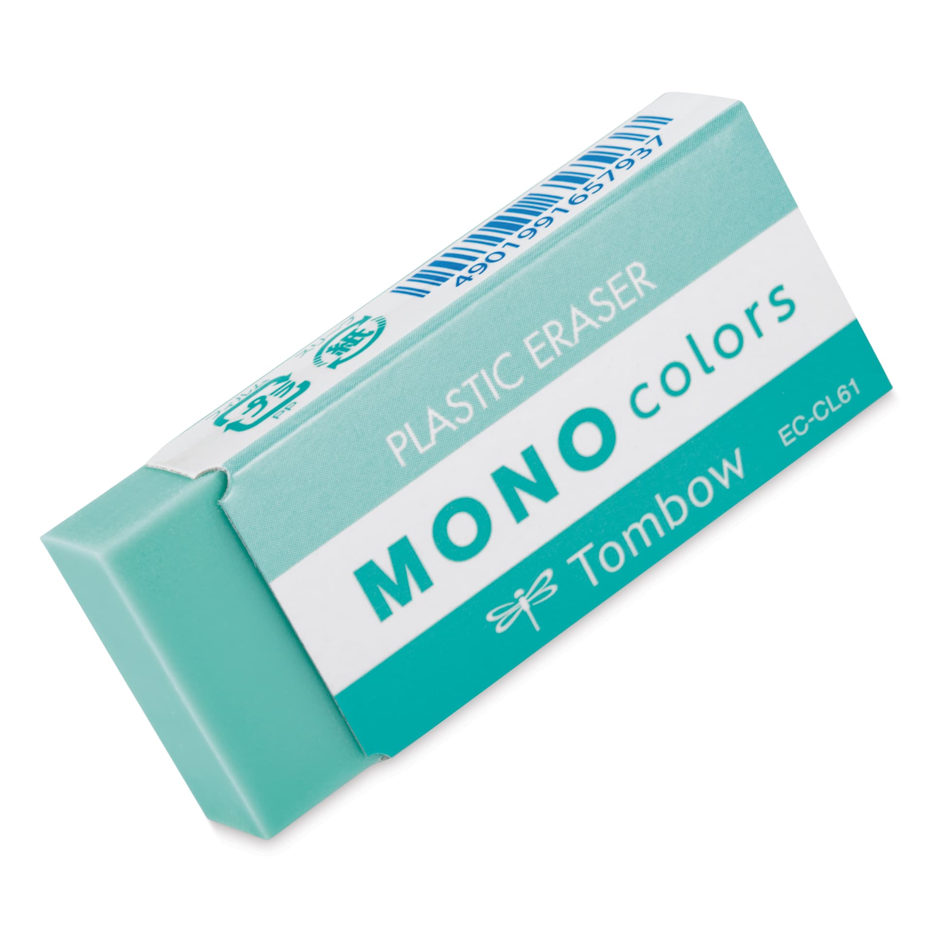 Tombow Mono Colors Eraser - Green, angled view