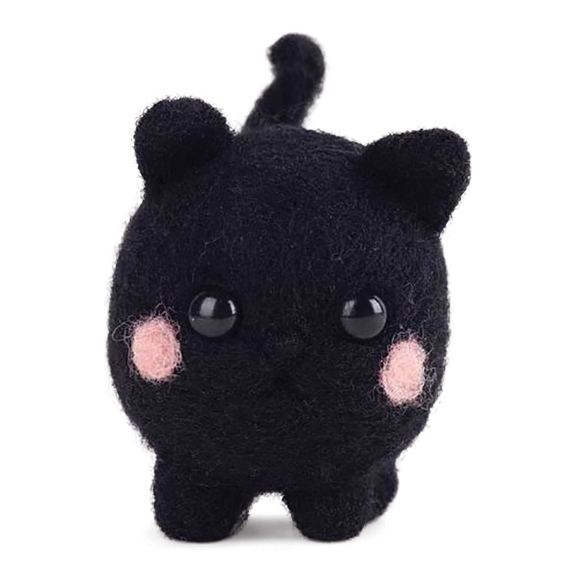 Pokeya Needle Felting Kit - Shadow The Cat, front of finished kit