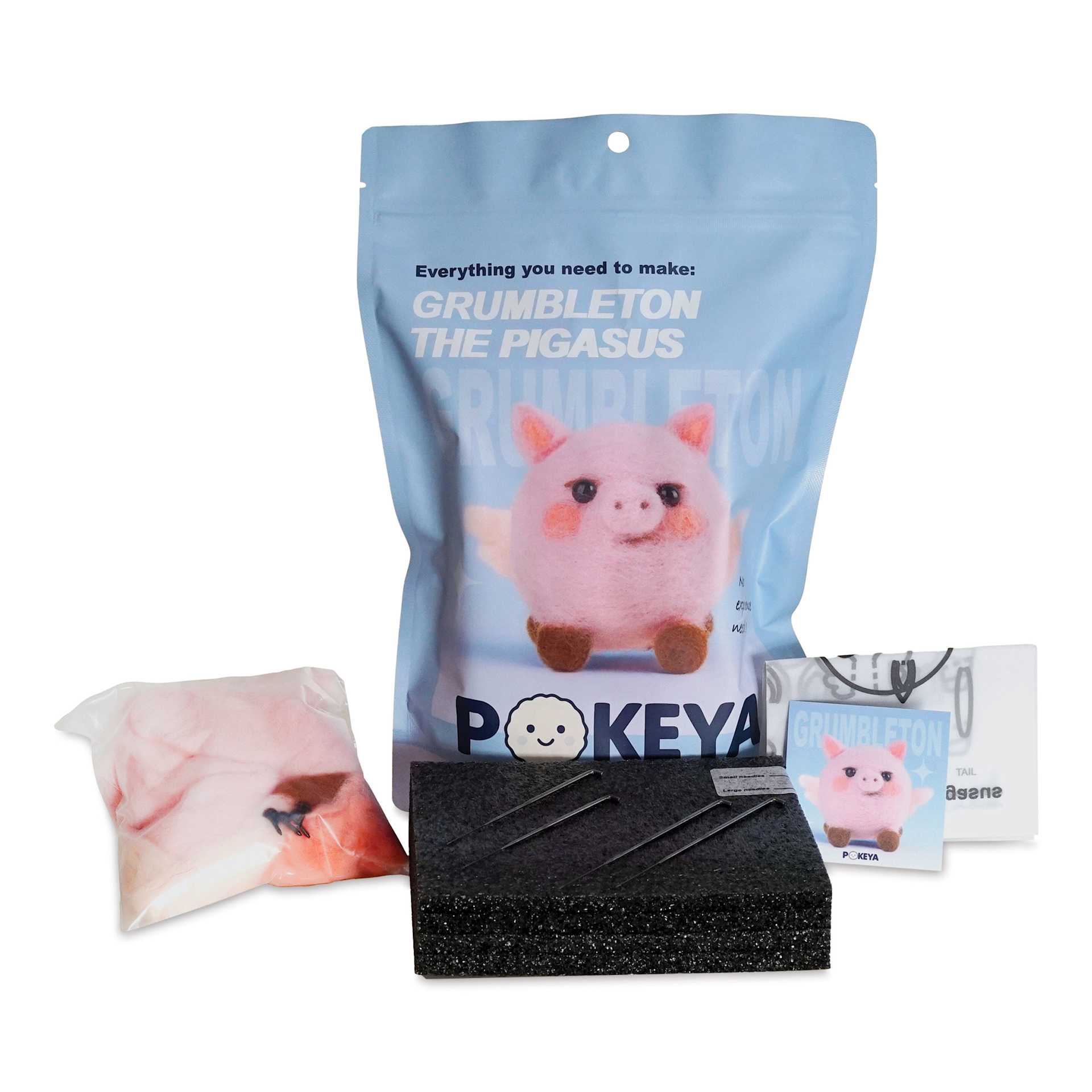 Pokeya Needle Felting Kit - Grumbleton The Pigasus, packaging and contents