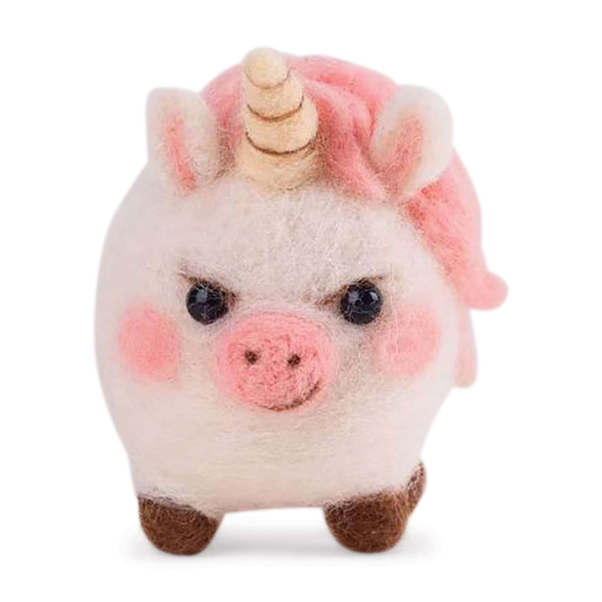 Pokeya Needle Felting Kit - Lola The Piggycorn, front of finished kit