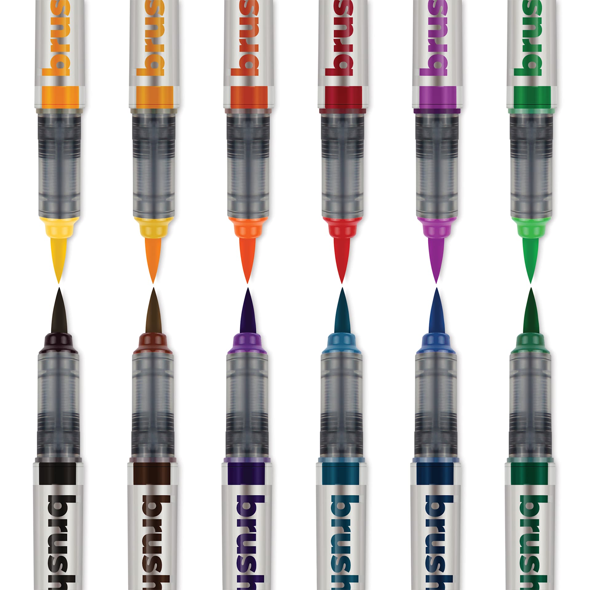 Karin Brushmarkers Pro Markers and Sets - Set of 12, Basic Colors, marker tips shown