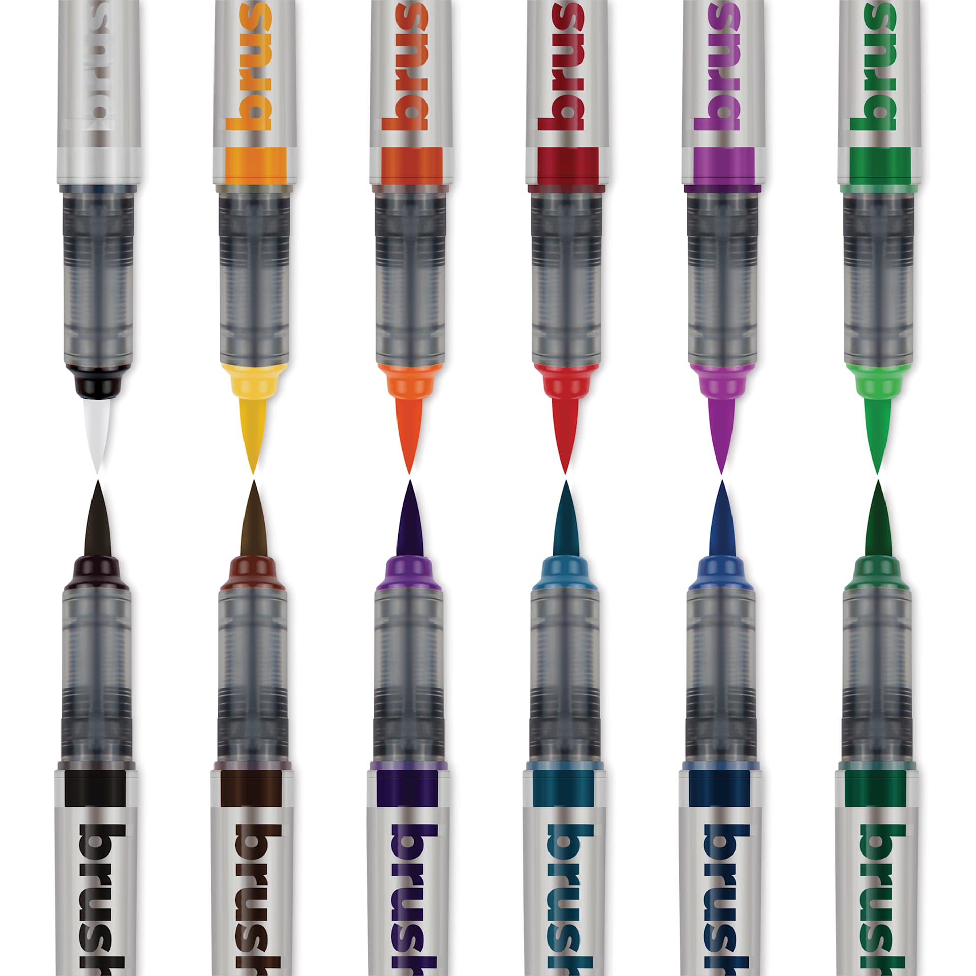 Karin Brushmarkers Pro Markers and Sets - Set of 12, Basic Colors with Blender, marker tips shown