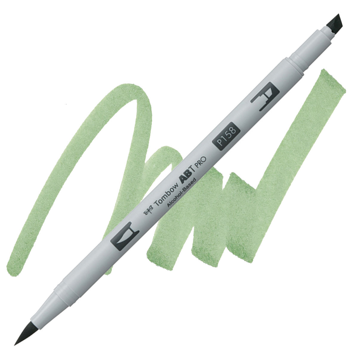 Tombow ABT PRO Alcohol Marker - Dark Olive, P158 marker and swatch