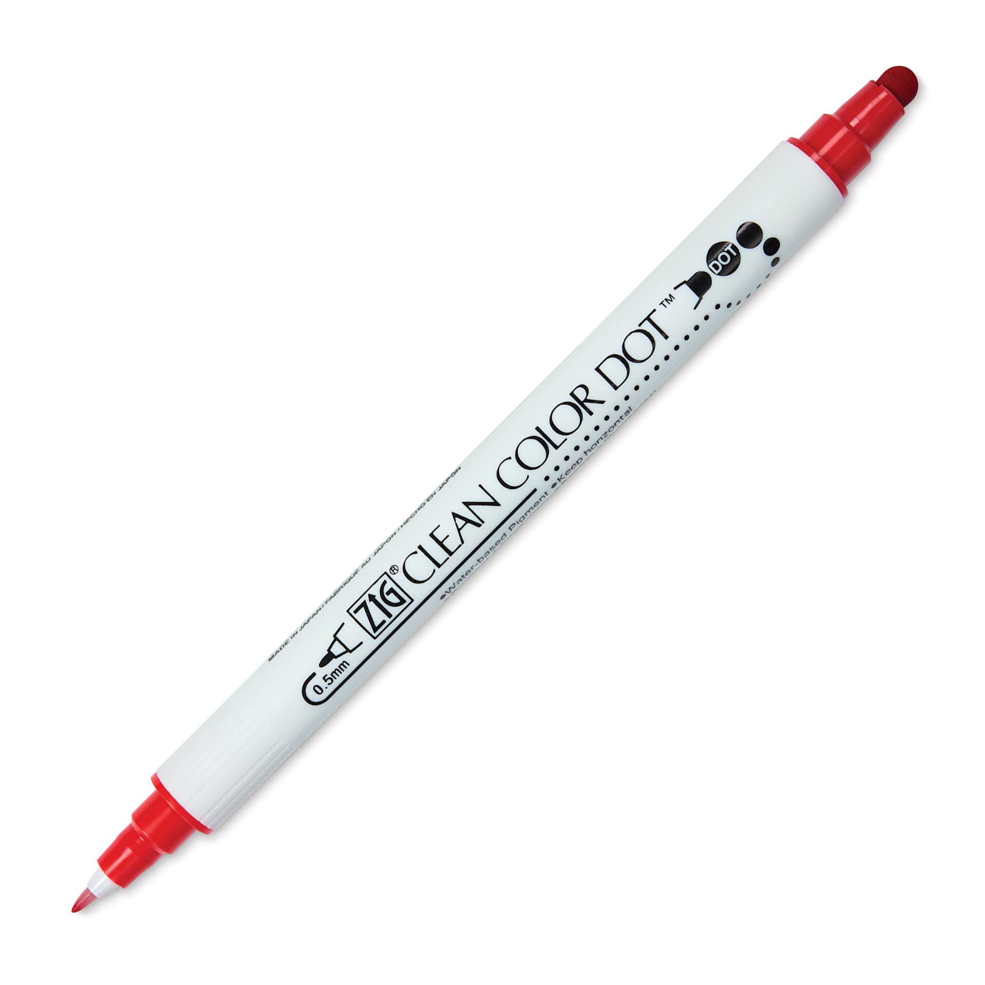 Zig Clean Color Dot Dual Tip Marker - Red, caps off