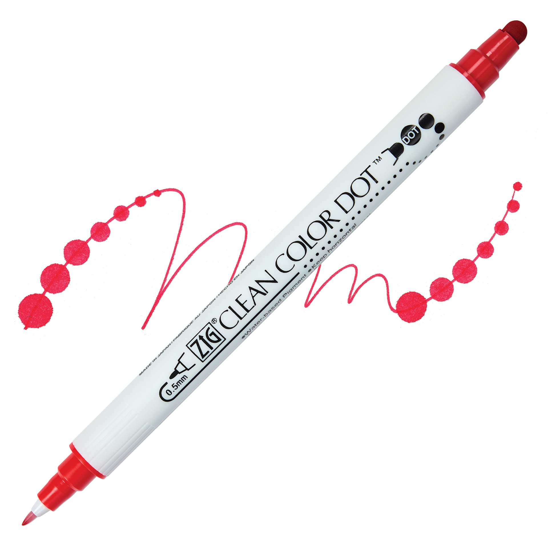 Zig Clean Color Dot Dual Tip Marker - Red, swatch and marker