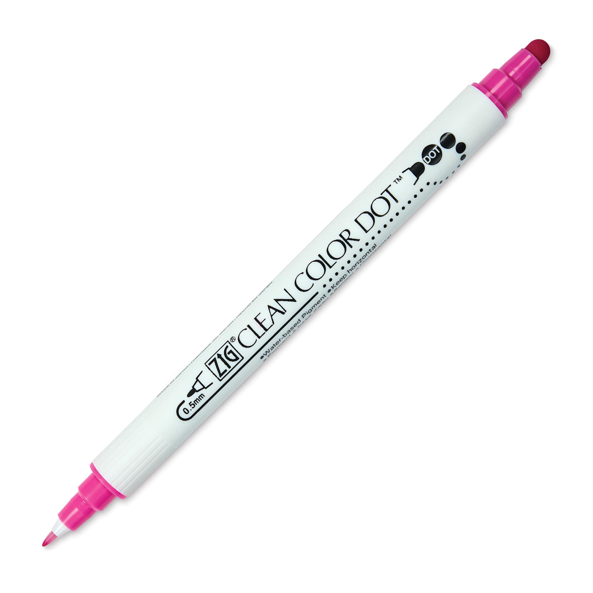 Zig Clean Color Dot Dual Tip Marker - Pink, caps off