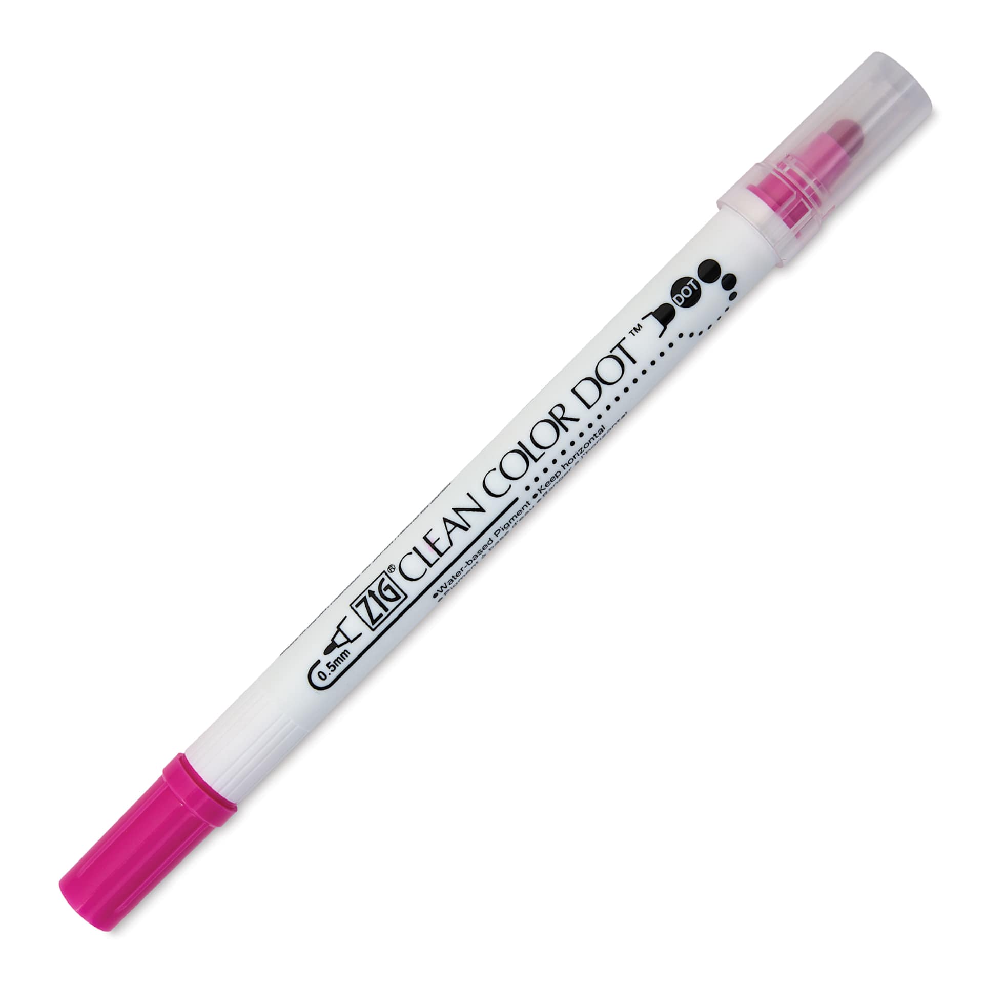 Zig Clean Color Dot Dual Tip Marker - Pink, caps on