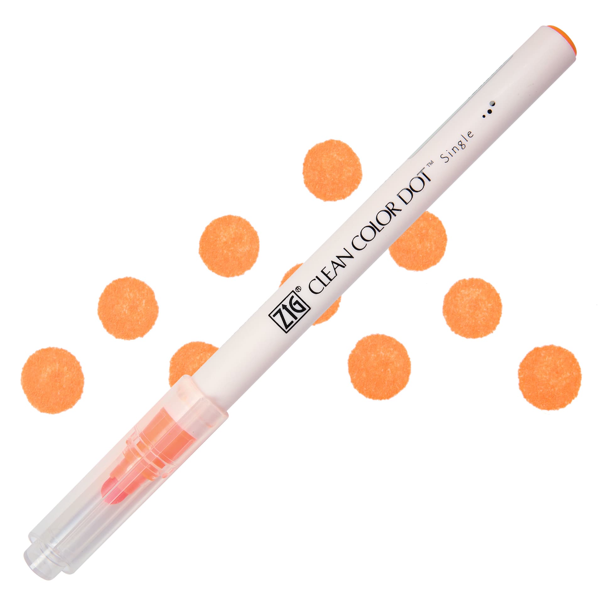 Zig Clean Color Dot Marker - Fl. Orange, swatch and marker