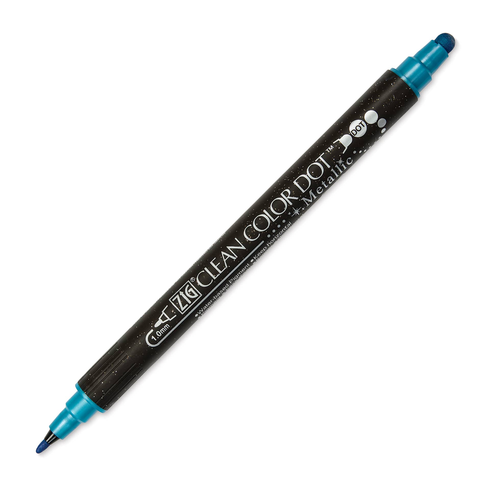 Zig Clean Color Dot Dual Tip Marker - Metallic Blue, caps off